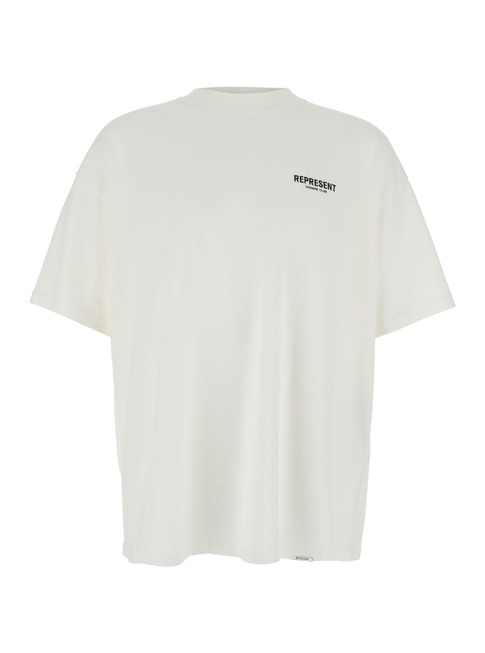 Represent White Crewneck T-shirt With With Front And Back Owners Club Print In Cotton Man