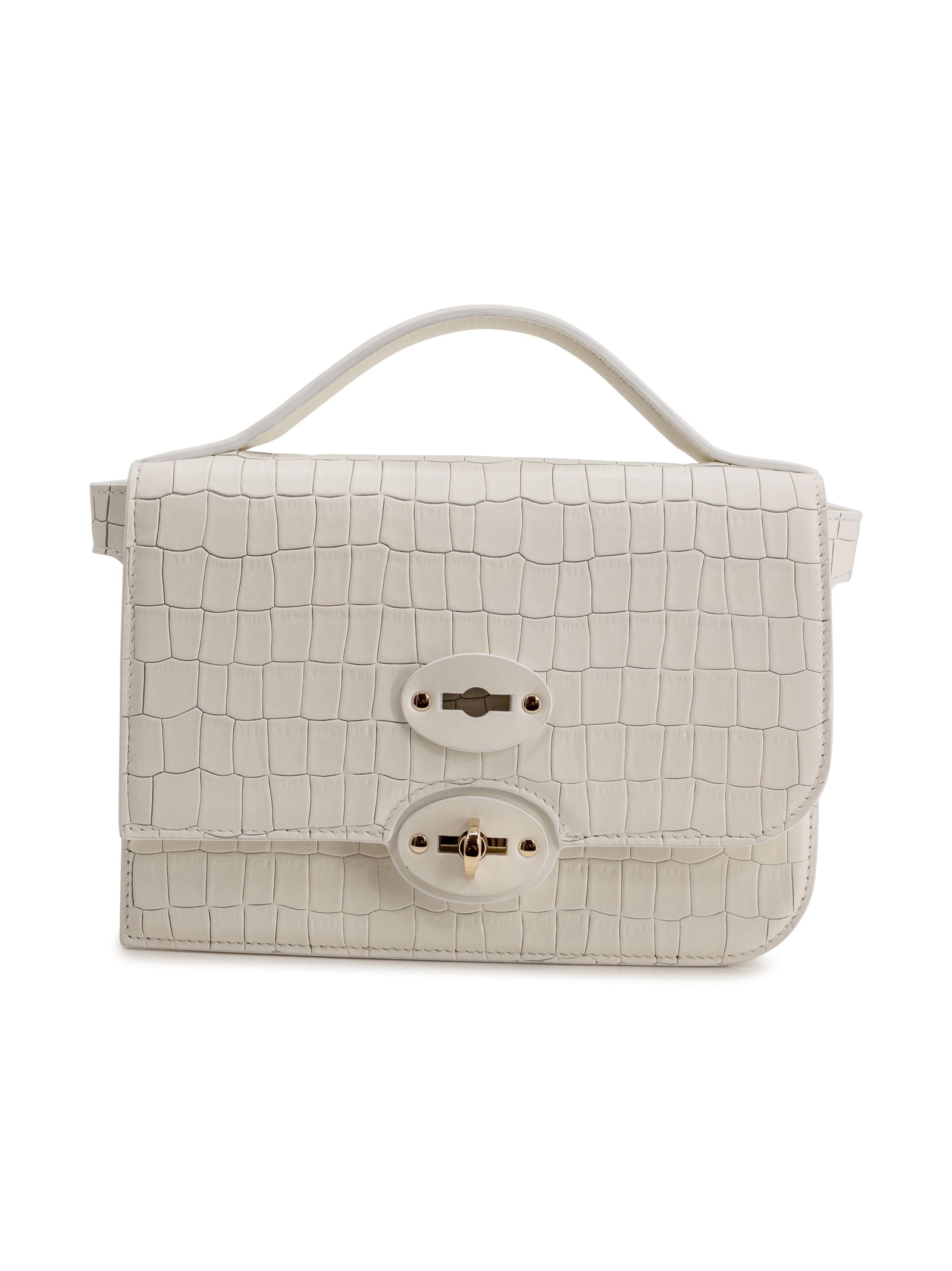Zanellato Ella Crocodile-embossed Leather Bag In White
