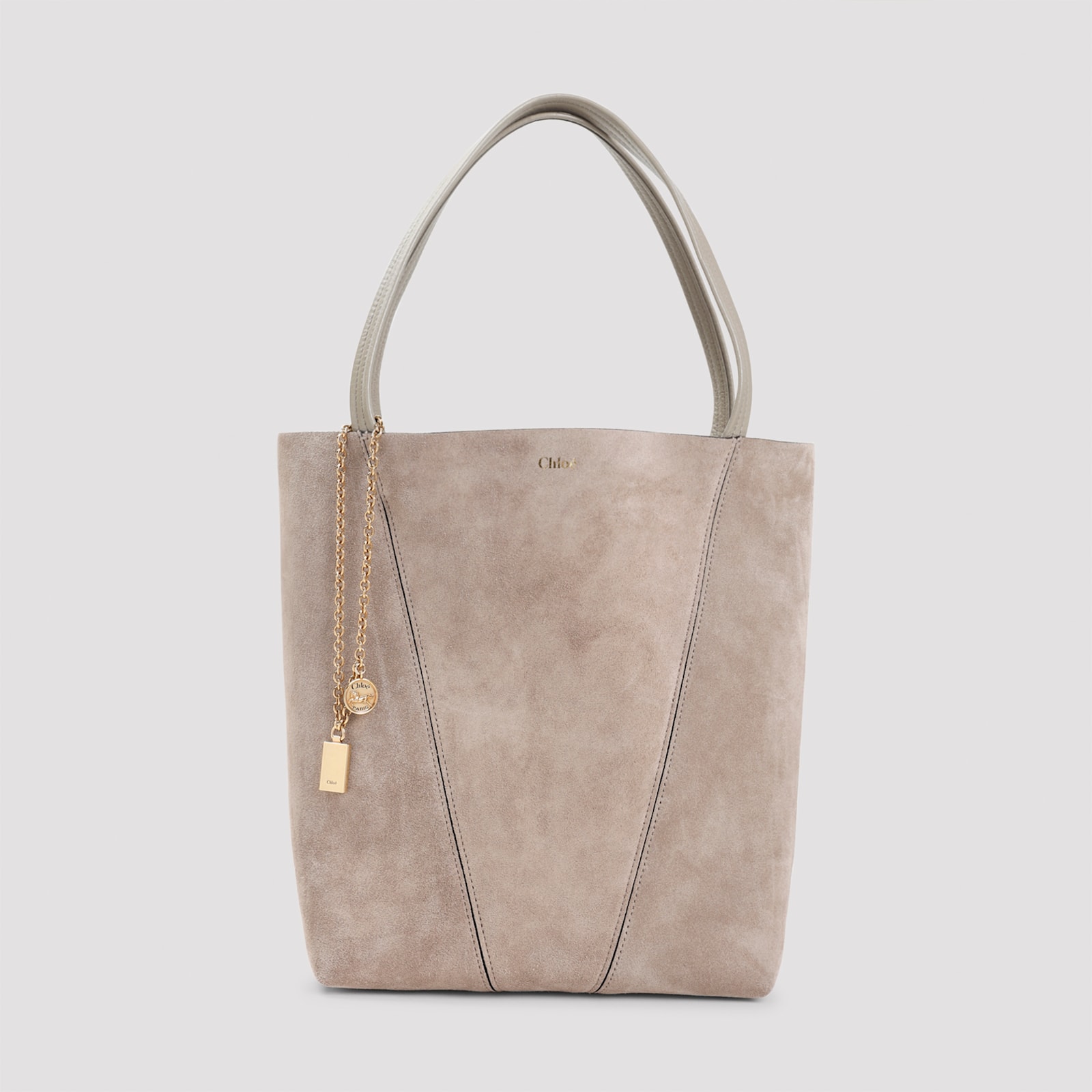 Chloé Motly Grey Suede Spin Tote Bag