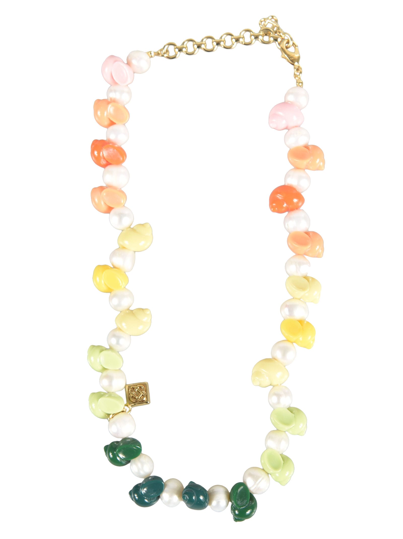 Shop Casablanca Embellished Necklace In White/multicolour