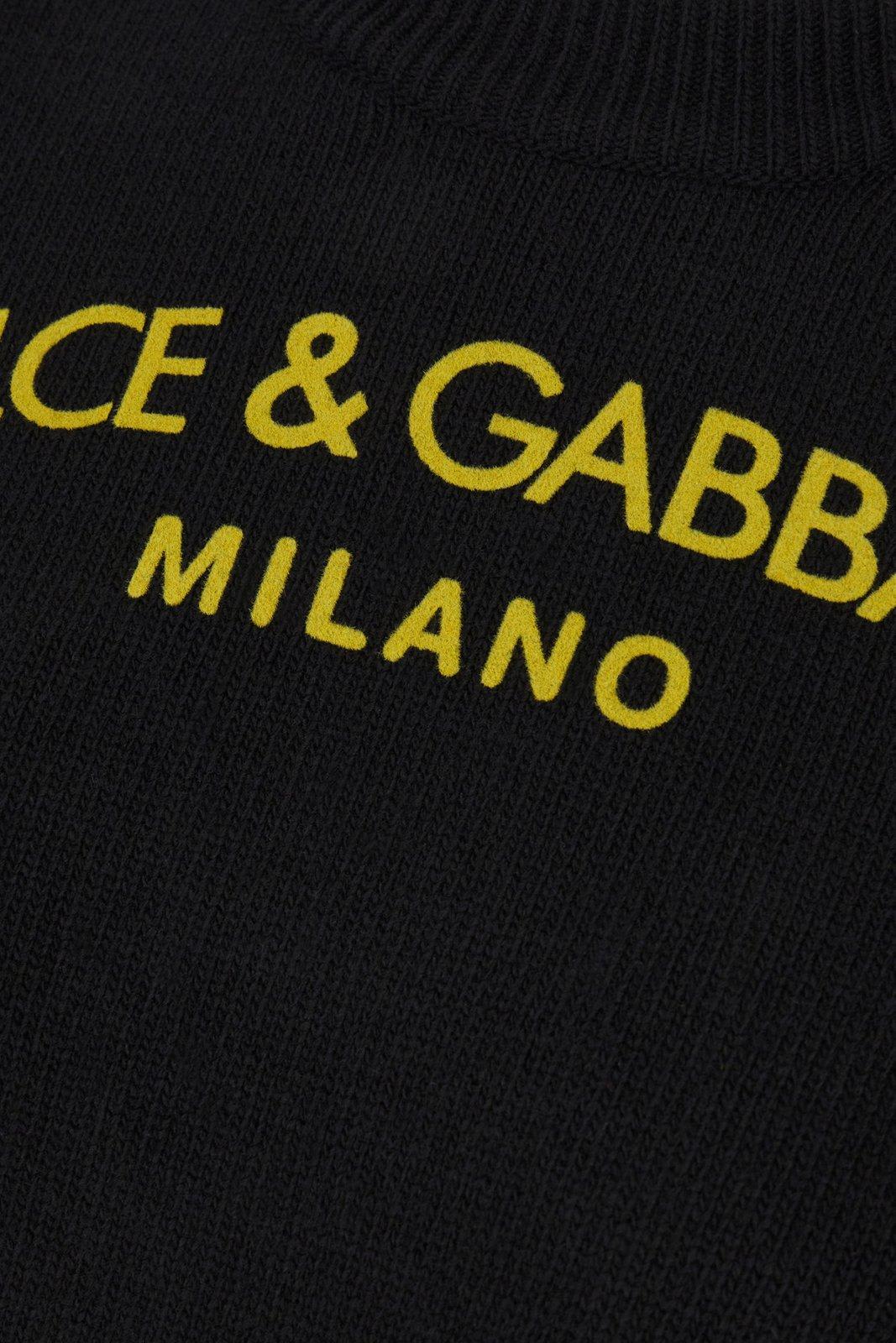 Shop Dolce & Gabbana Logo Printed Knit Jumper In Nero Giallo