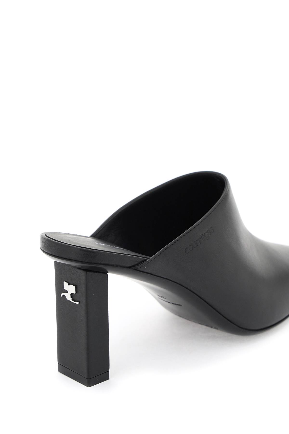 Shop Courrèges Leather Mules For In Black (black)