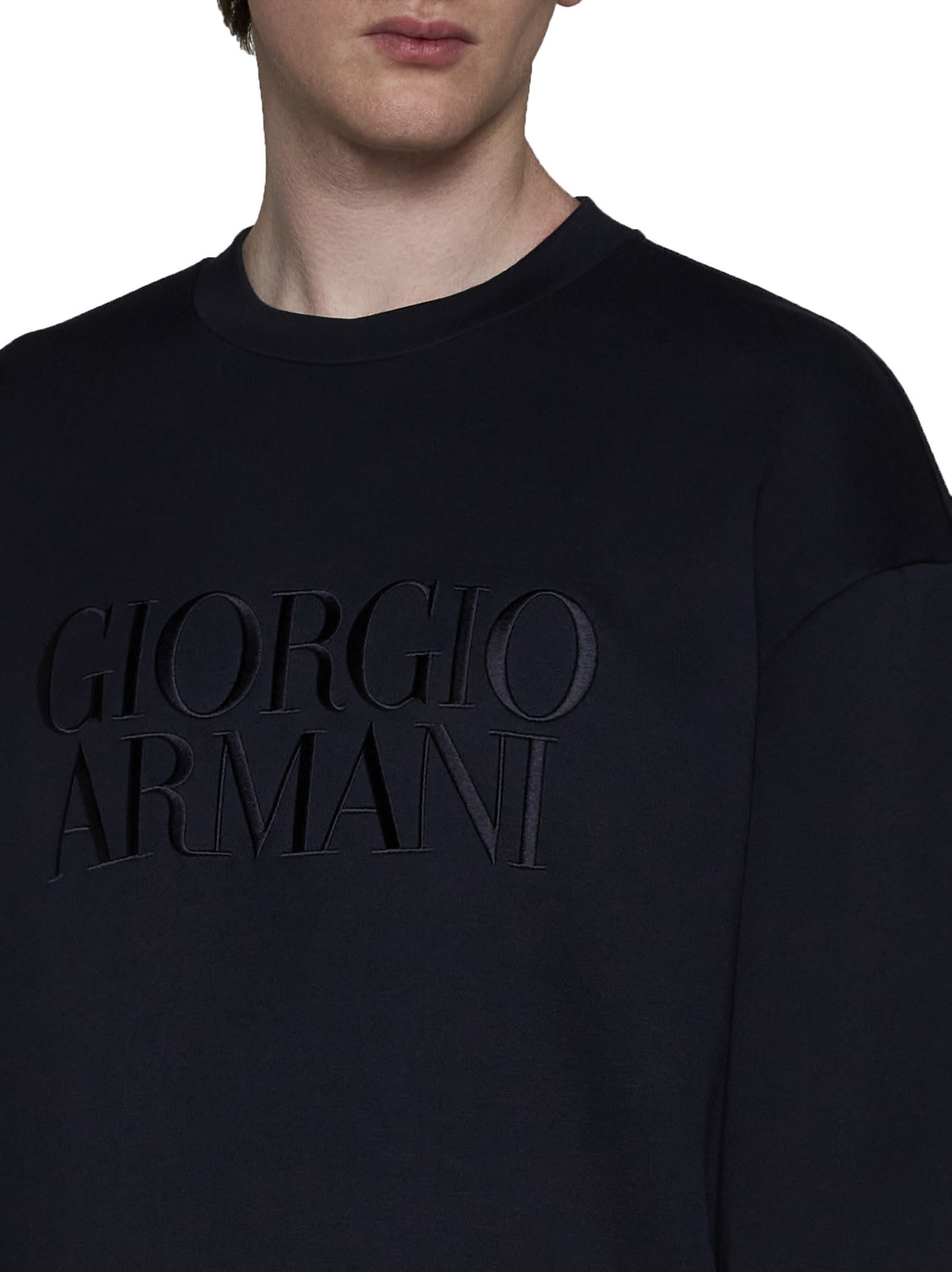 Shop Giorgio Armani Fleece In Blu Graffite