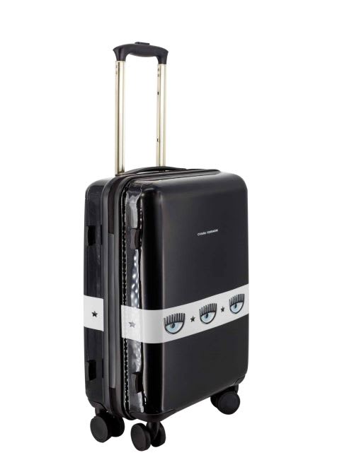 Shop Chiara Ferragni Logomania-stripe Four-wheels Suitcase In Nero