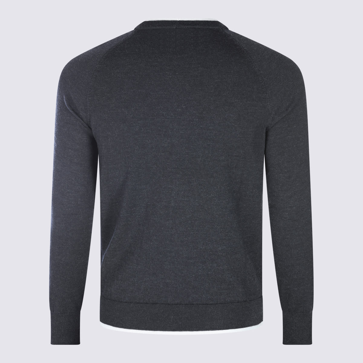 Eleventy Ribbed Crewneck Sweater Contrast Trim In Gray