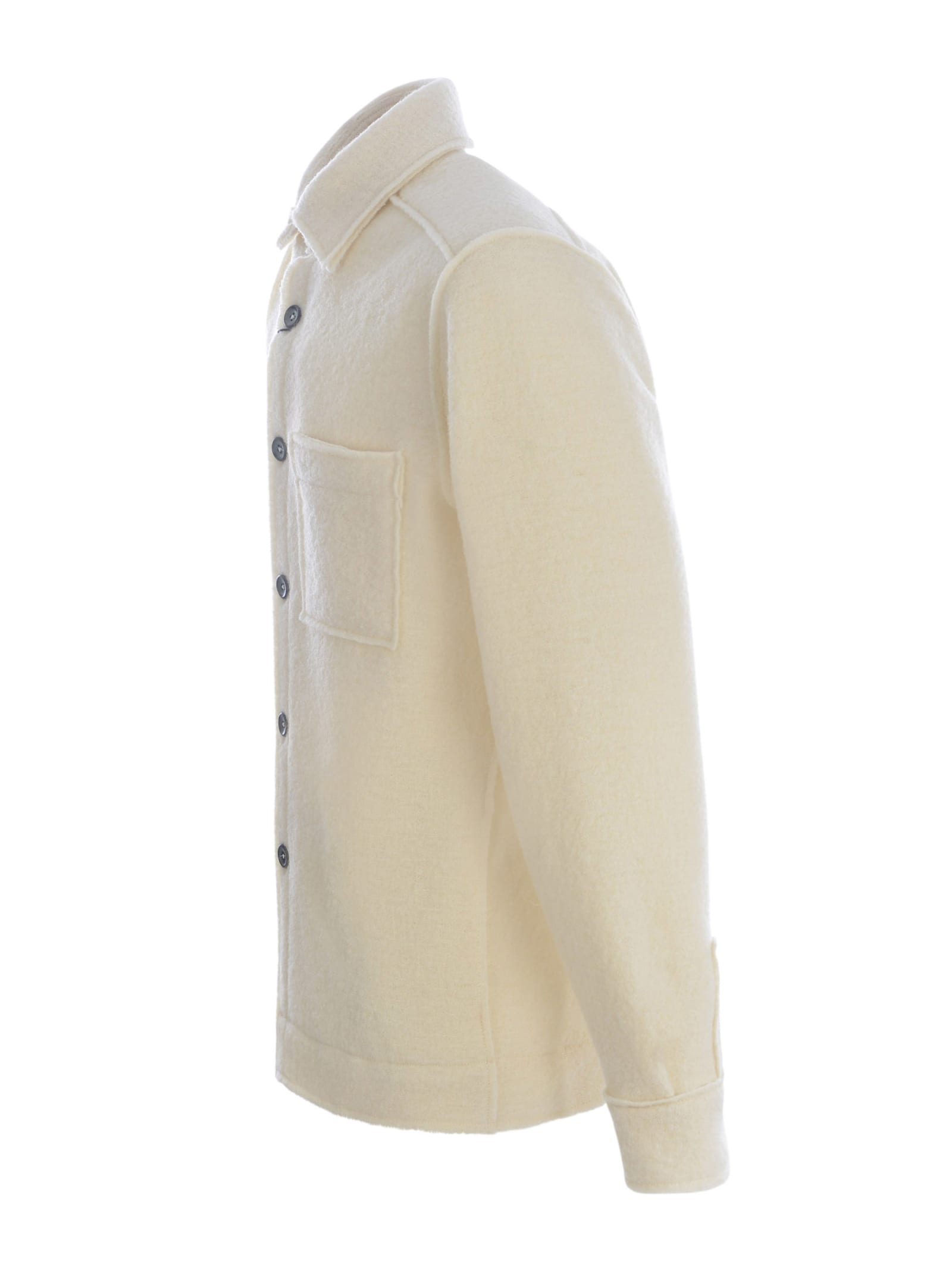 Shop Xacus Shirt  In Virgin Wool Cloth In Crema