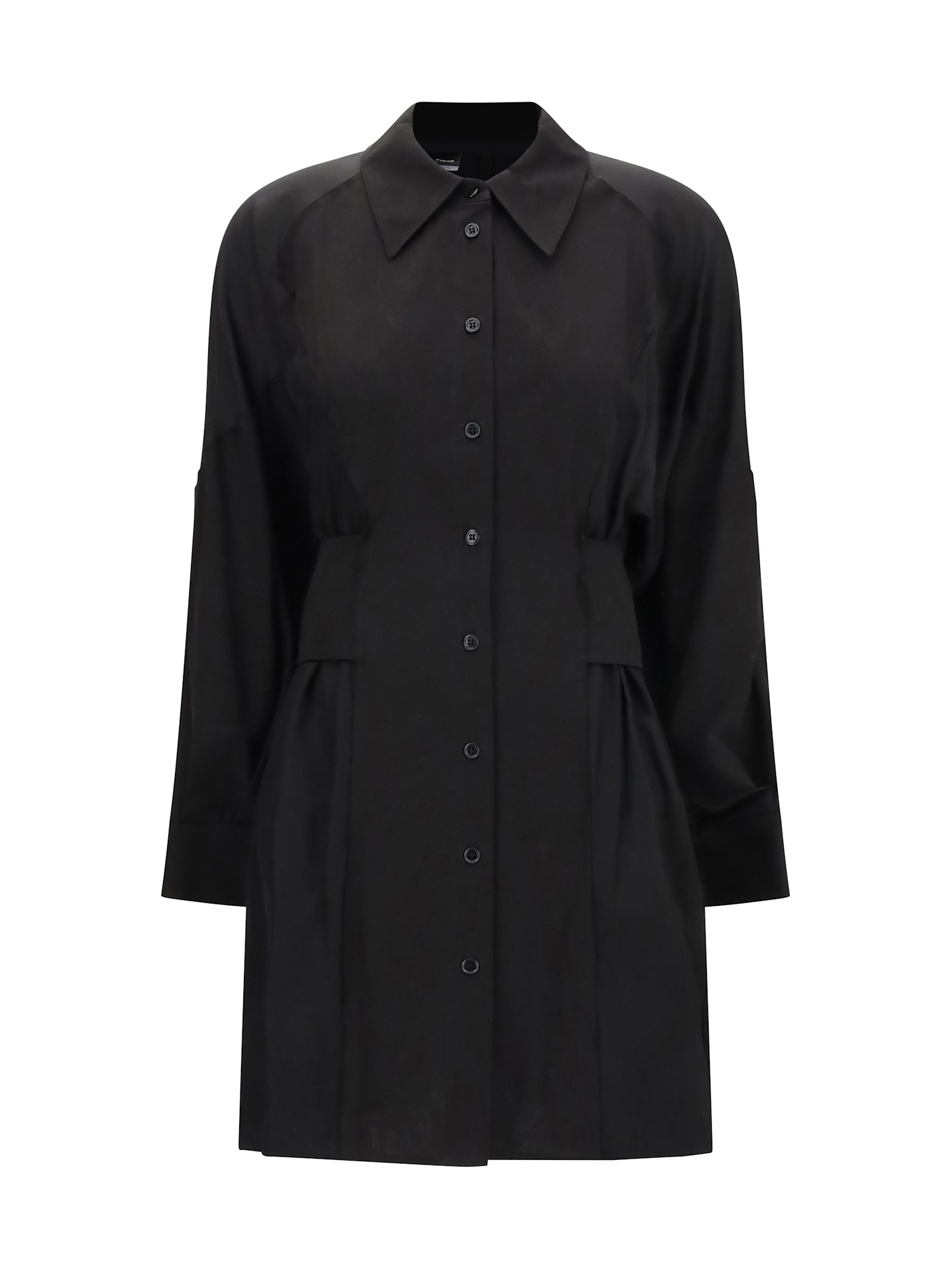 Pinko Short Shirt Dress In Habotai And Cotton