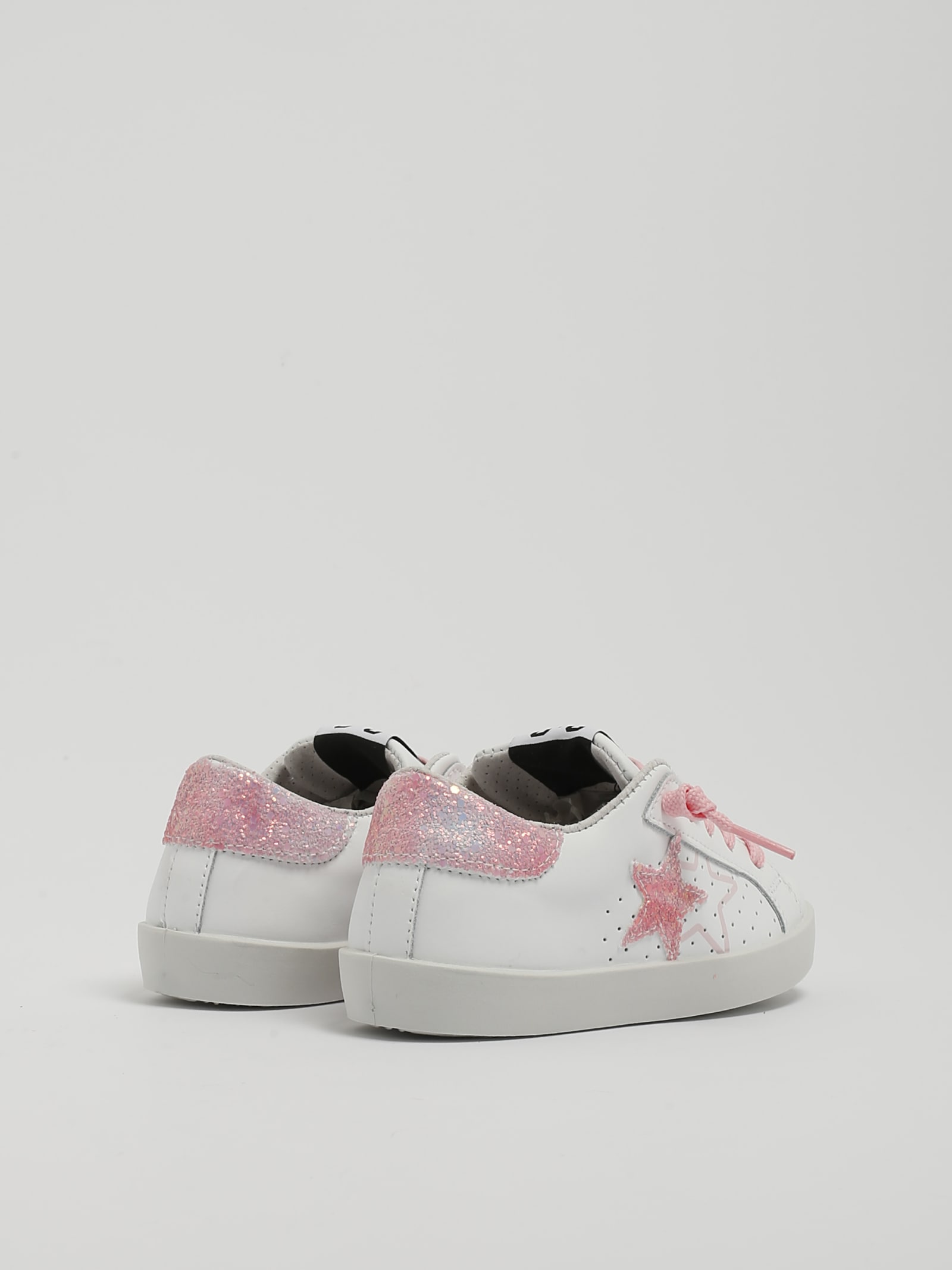 Shop 2star Sneakers Low Sneaker In Bianco Glitter Rosa