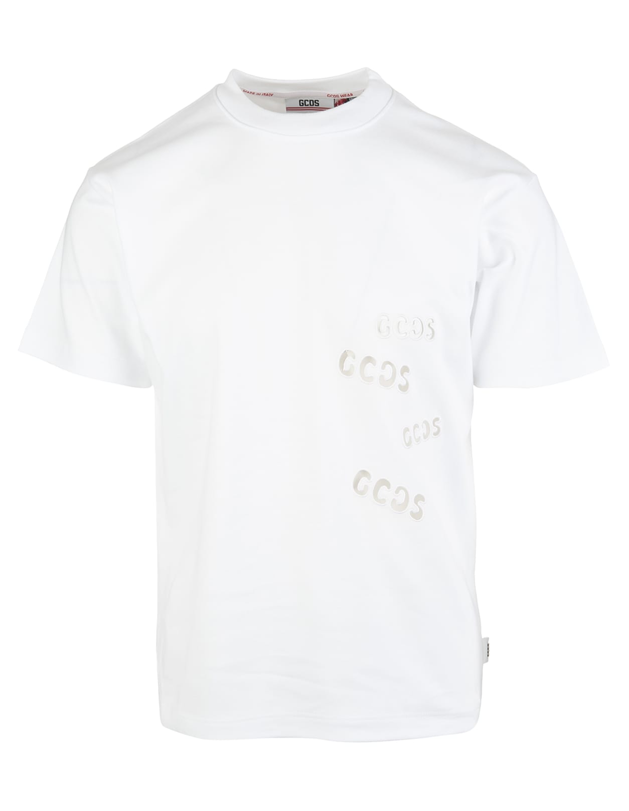 GCDS Man White T-shirt With Cut-out Logo