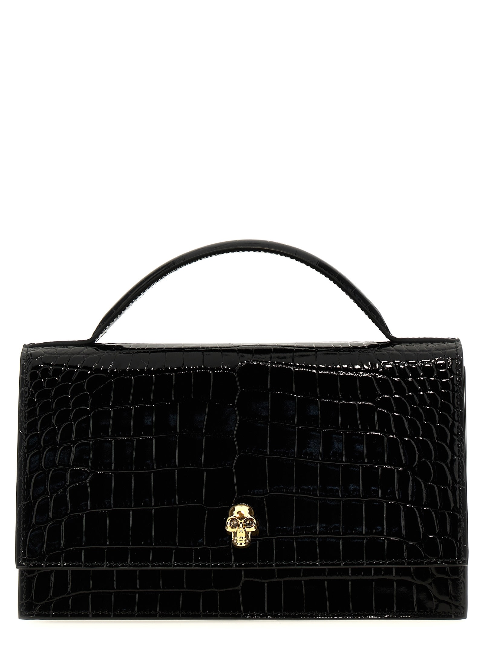 Alexander Mcqueen Top Handle Skull Bag In Black