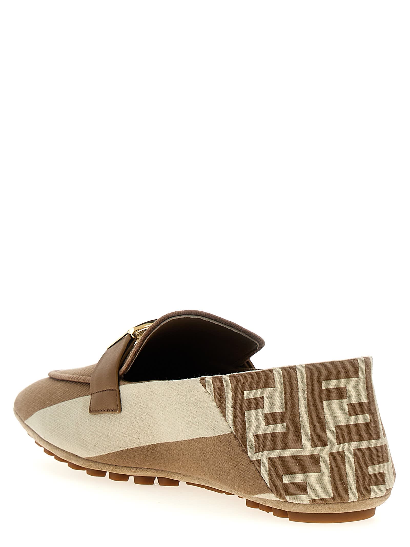 Shop Fendi Baguette Loafers In Beige