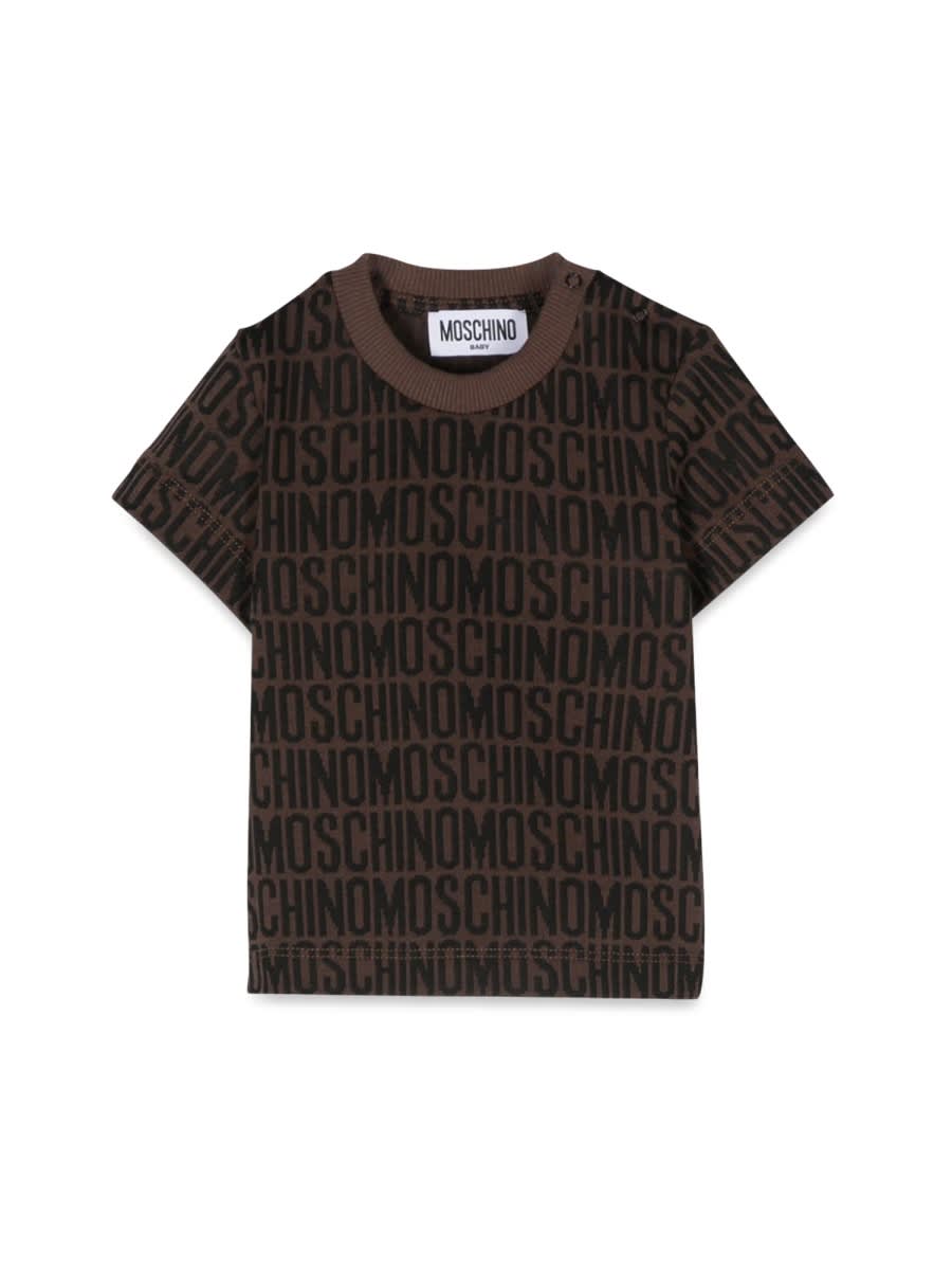 Shop Moschino T-shirt In Brown