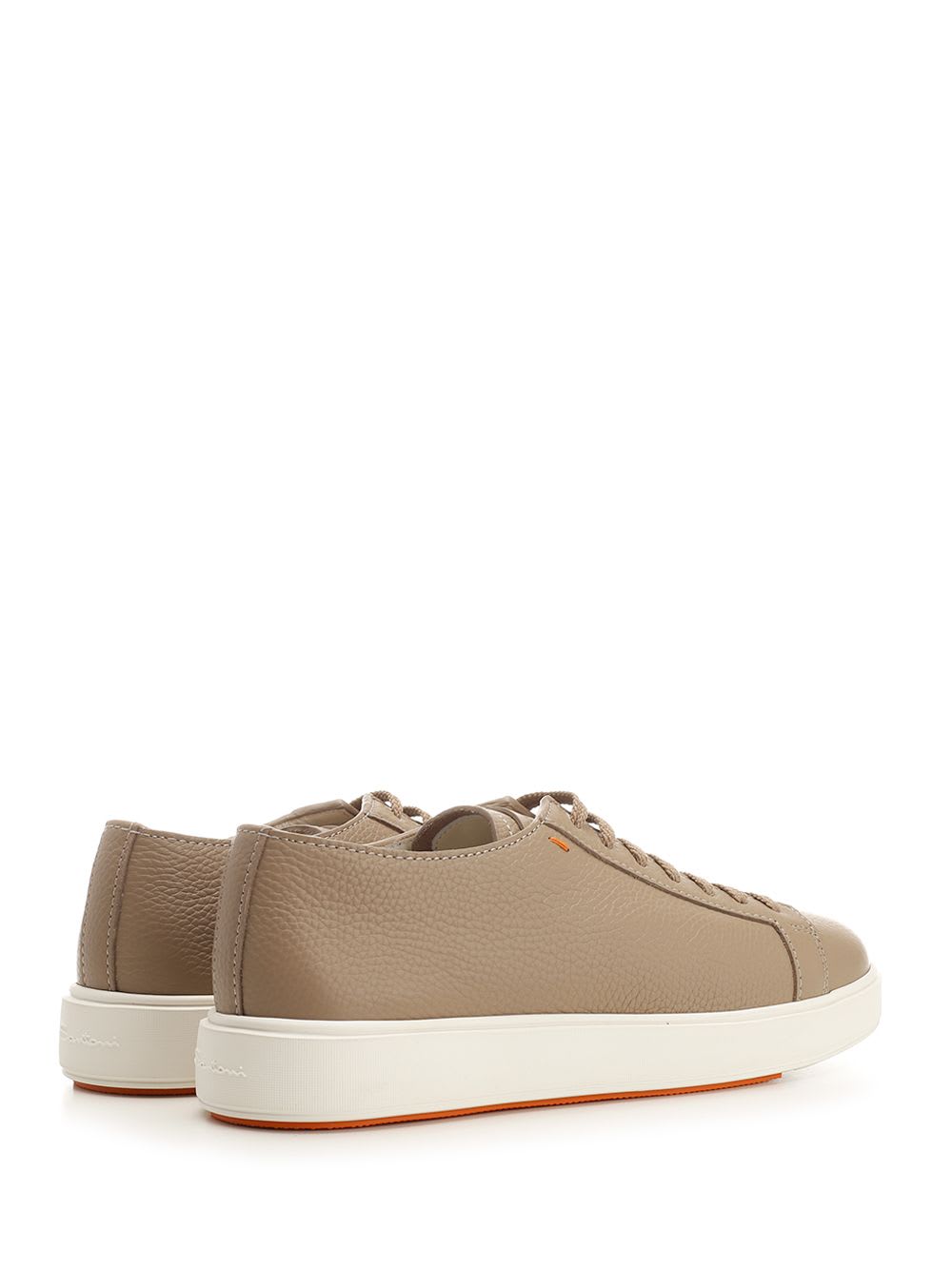 Shop Santoni Smooth Leather Sneakers In Beige