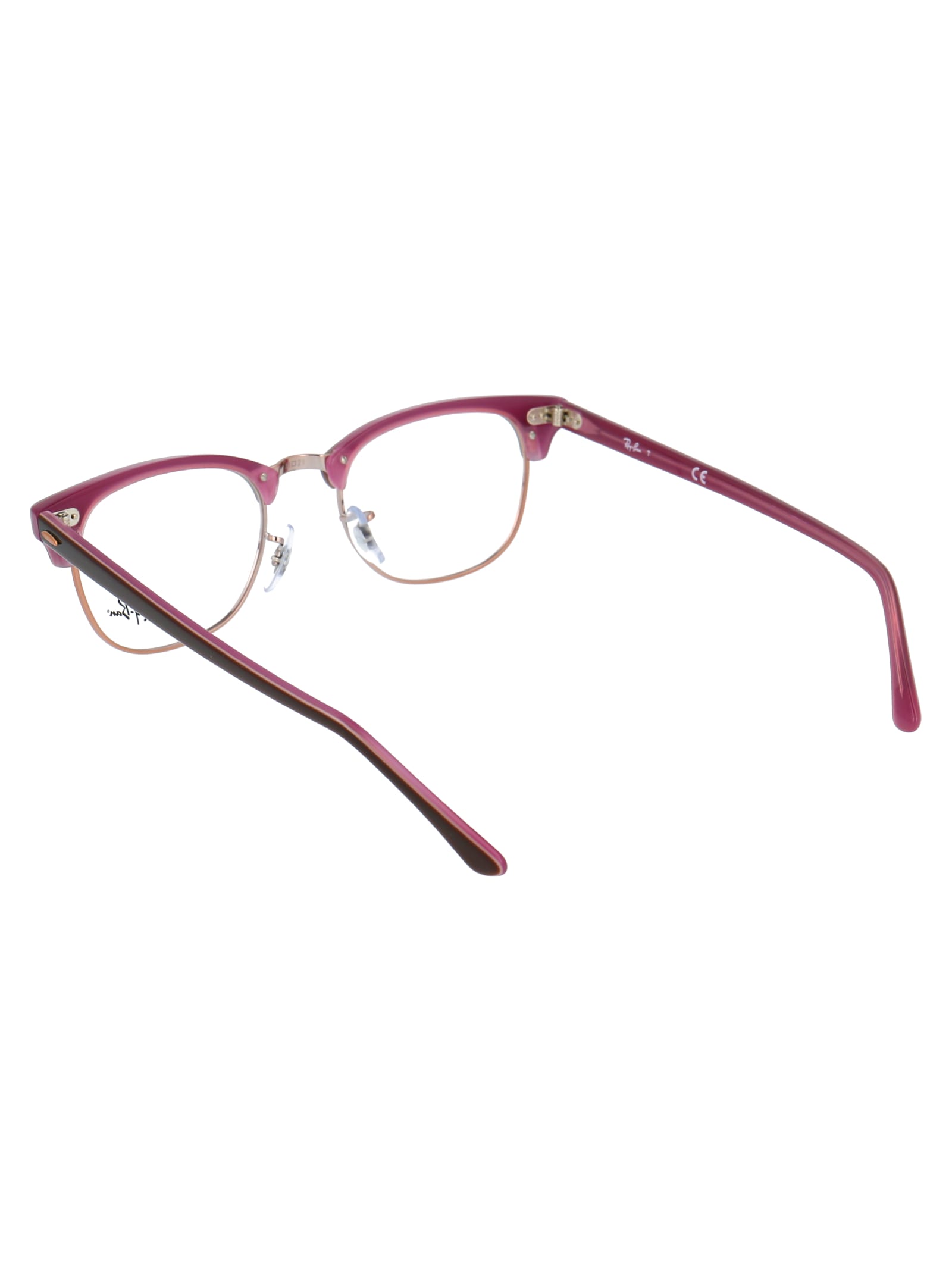 Shop Ray Ban Clubmaster Glasses In 5886 Top Brown On Opal Pink