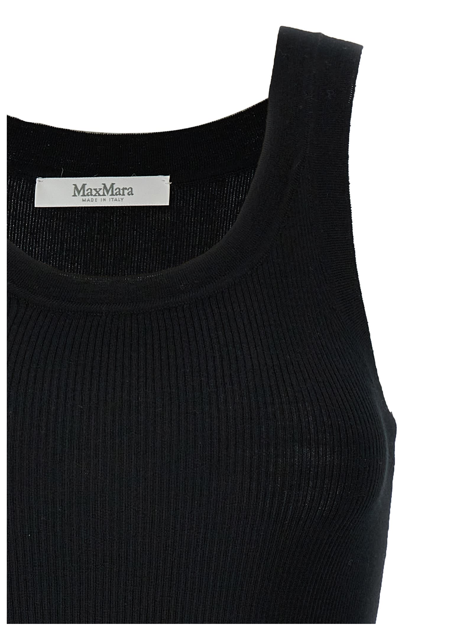 Max Mara Plava Silk And Cashmere Knit Tank Top In Black