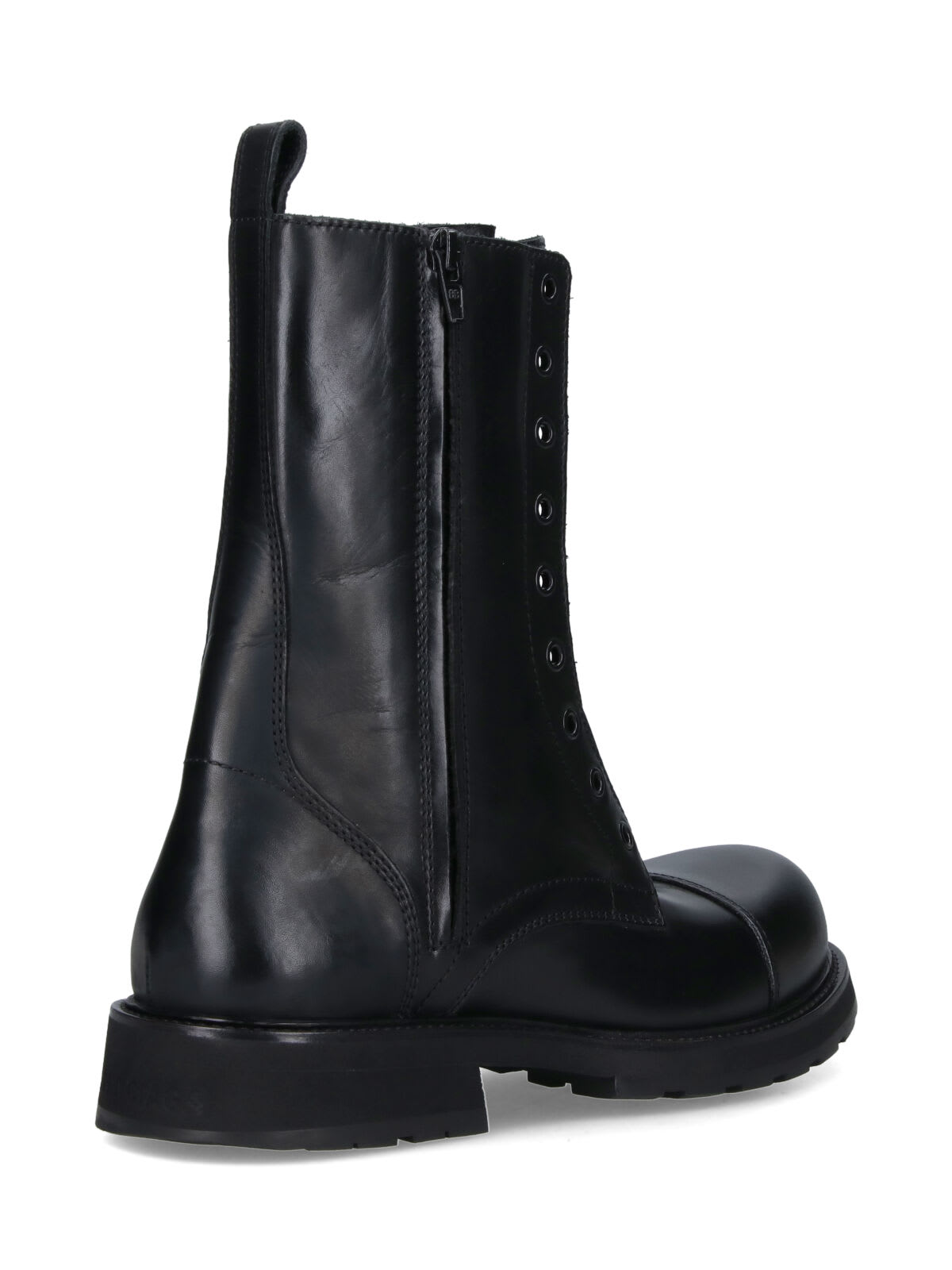 Balenciaga Black Truck Leather Boots In Black