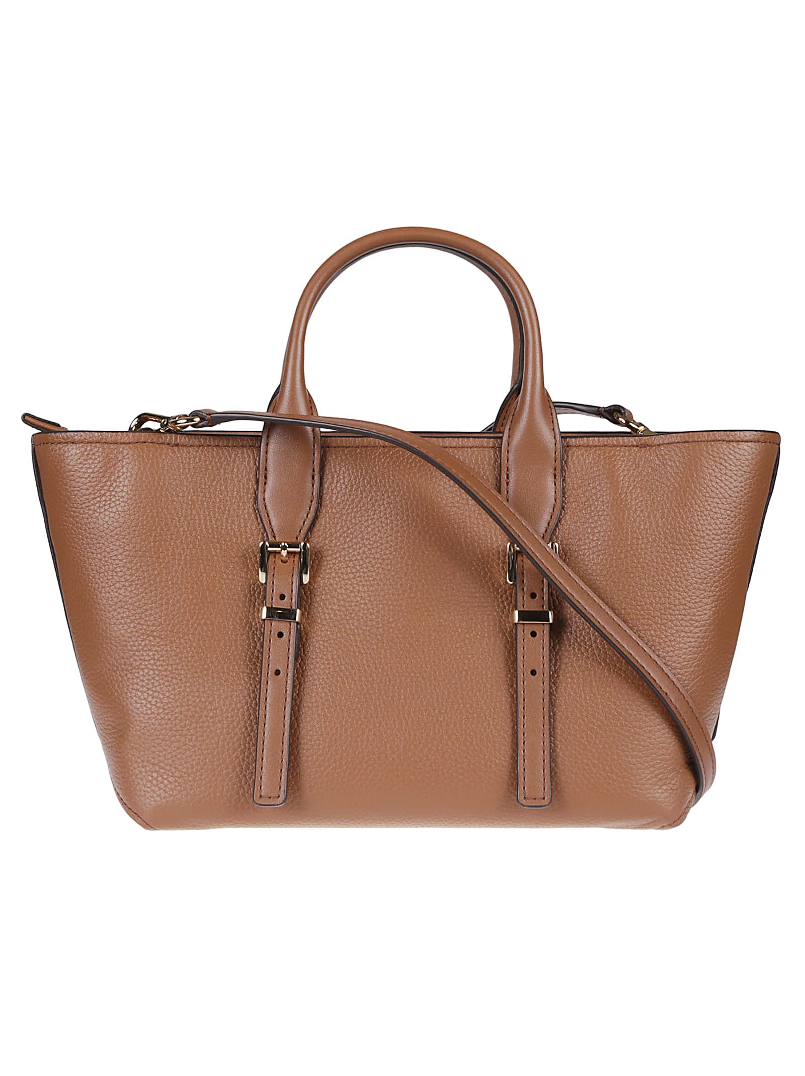 Michael Kors Moore Textured Tote Bag With Buckle Accents In Luggage