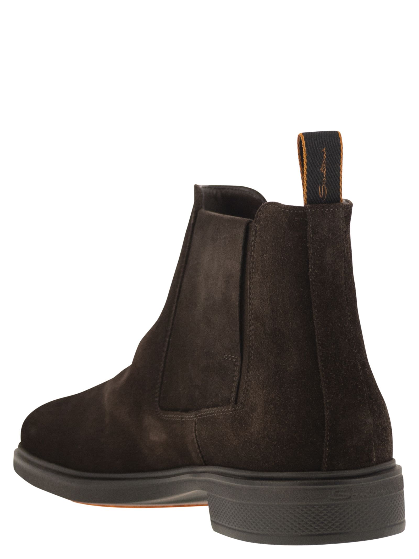 Santoni Suede Chelsea Boots In Brown