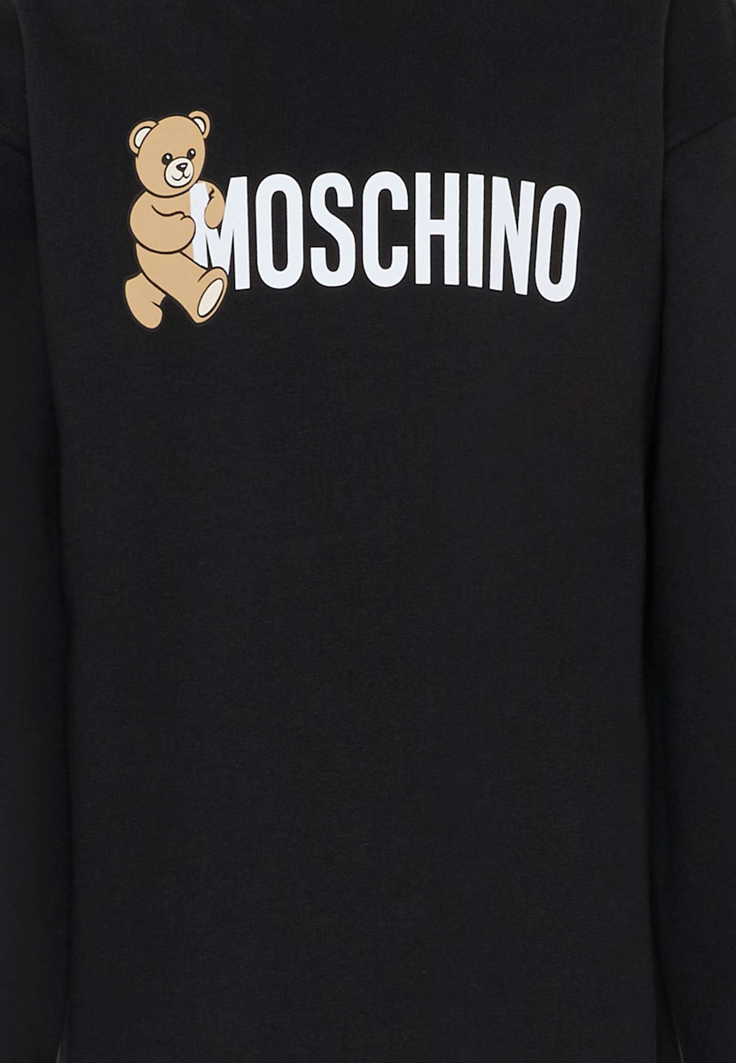 Moschino Black Dress For Girl With Teddy Bear In Animal Print