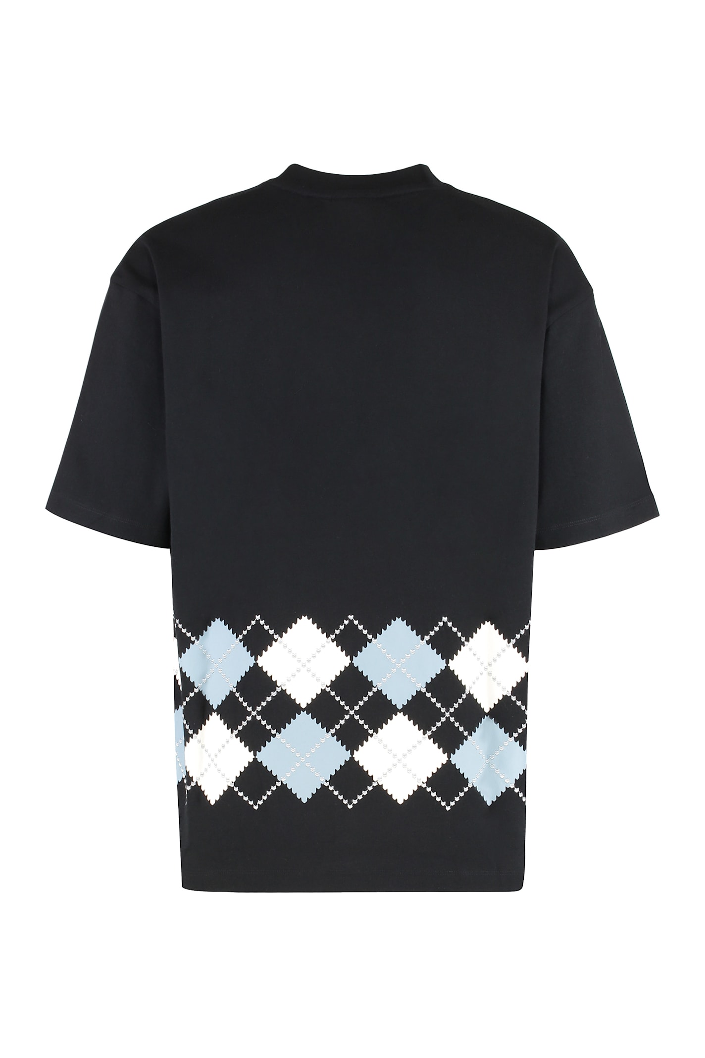 Hugo Boss Crew-neck T-shirt In Cotton With Argyle Pattern