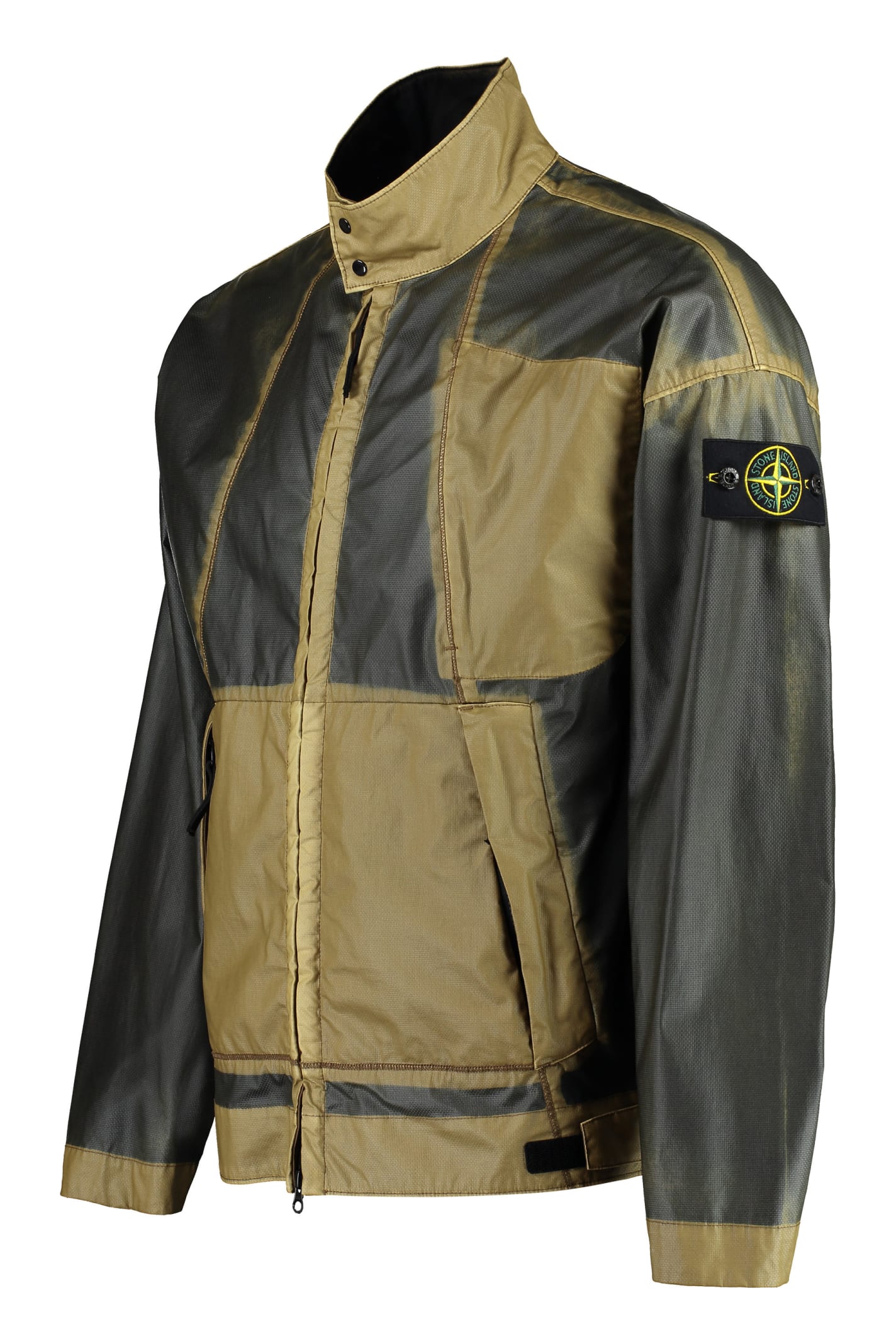 Shop Stone Island Techno Fabric Jacket In Beige