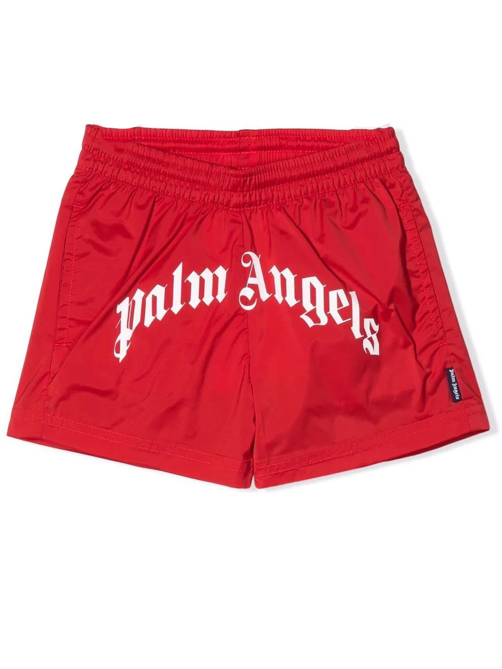 Palm Angels Red Polyester Swim Short