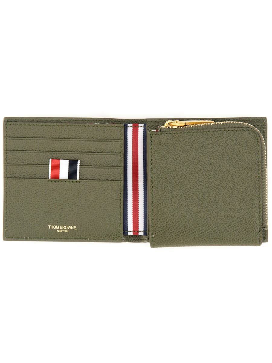 Shop Thom Browne Leather Wallet In Green