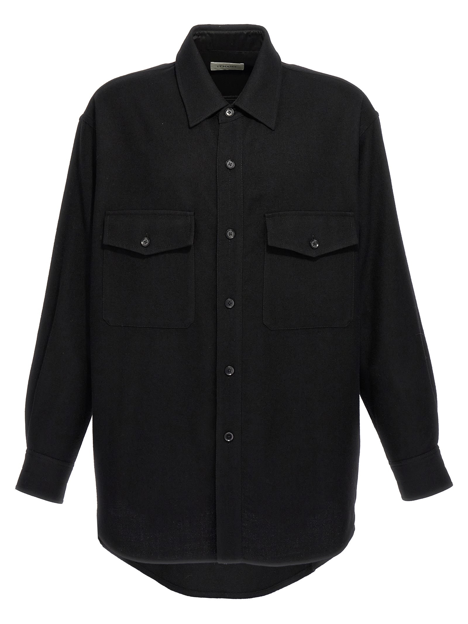 Shop Lemaire Two Pockets Overshirt Shirt In Black