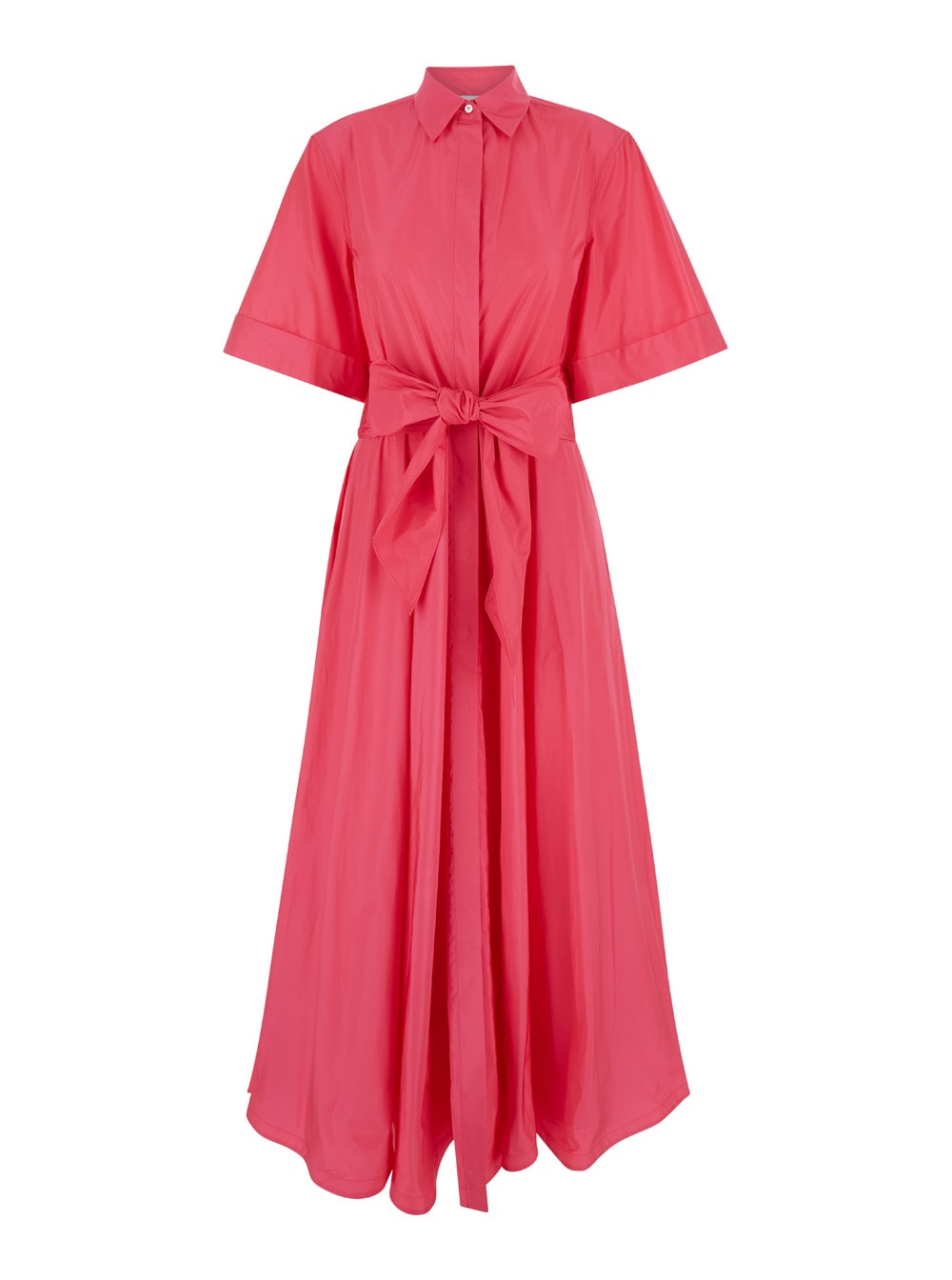 Pink Chemisier Long Dress In Techno Fabric Woman