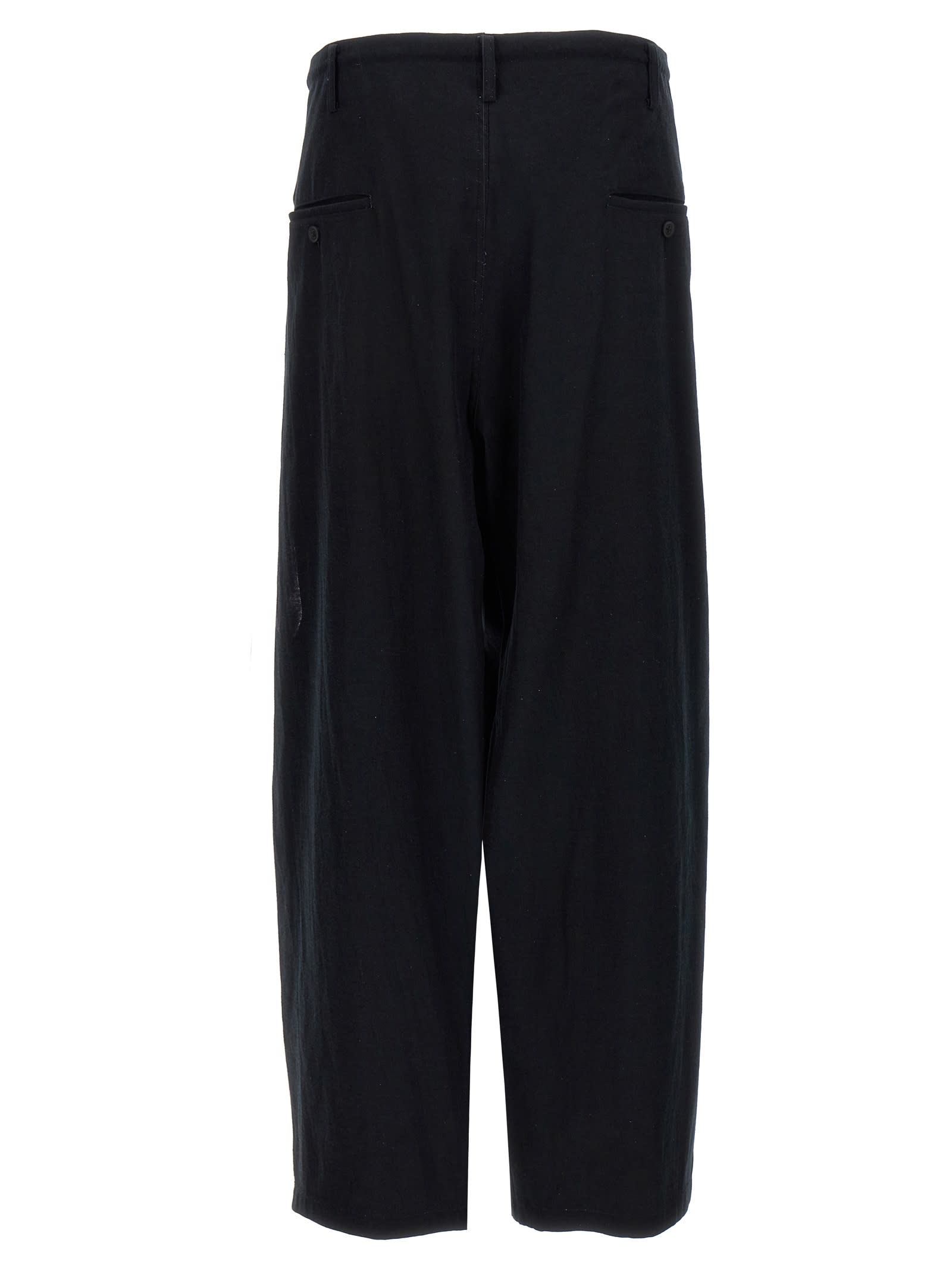 Shop Yohji Yamamoto Lady Pt Standard String P Pants In Black