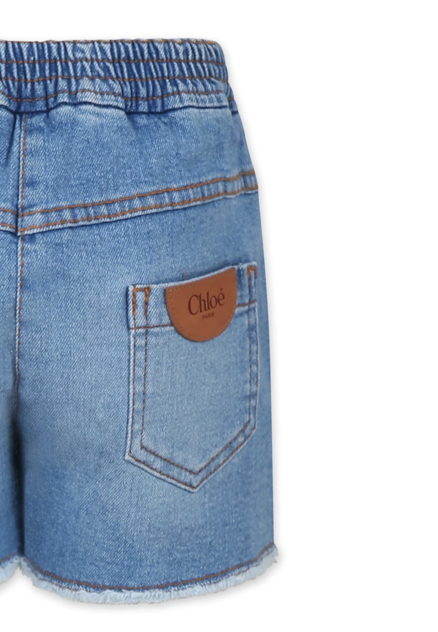 CHLOÉ DENIM SHORTS FOR GIRL WITH LOGO