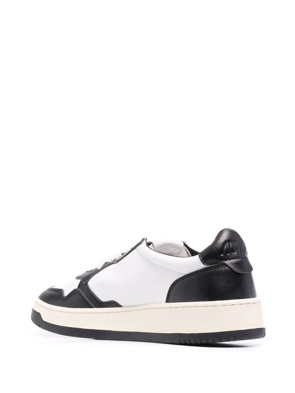 Shop Autry Black And White Two-tone Leather Medalist Low Sneakers