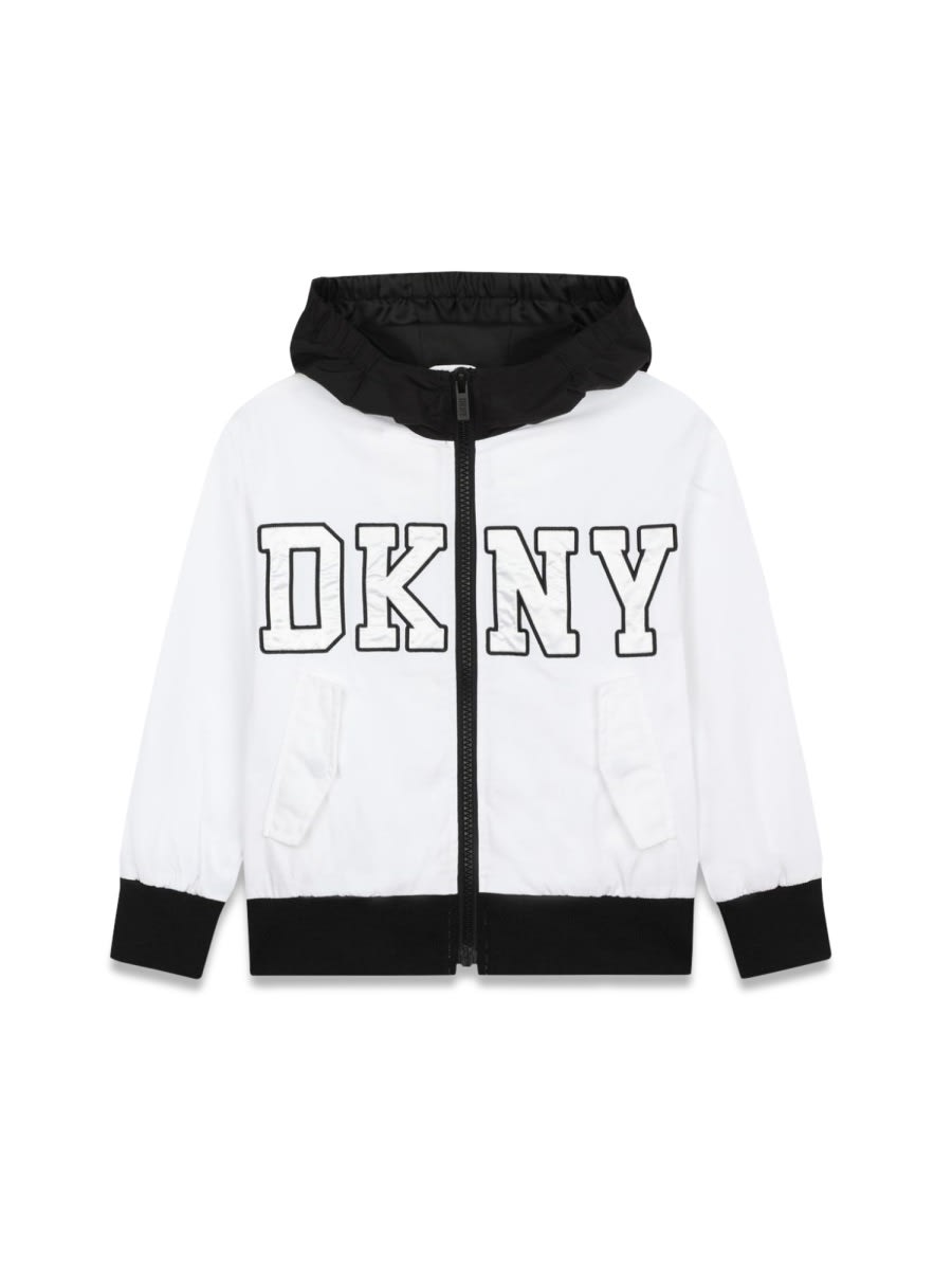 Shop Dkny Hooded Jacket In White