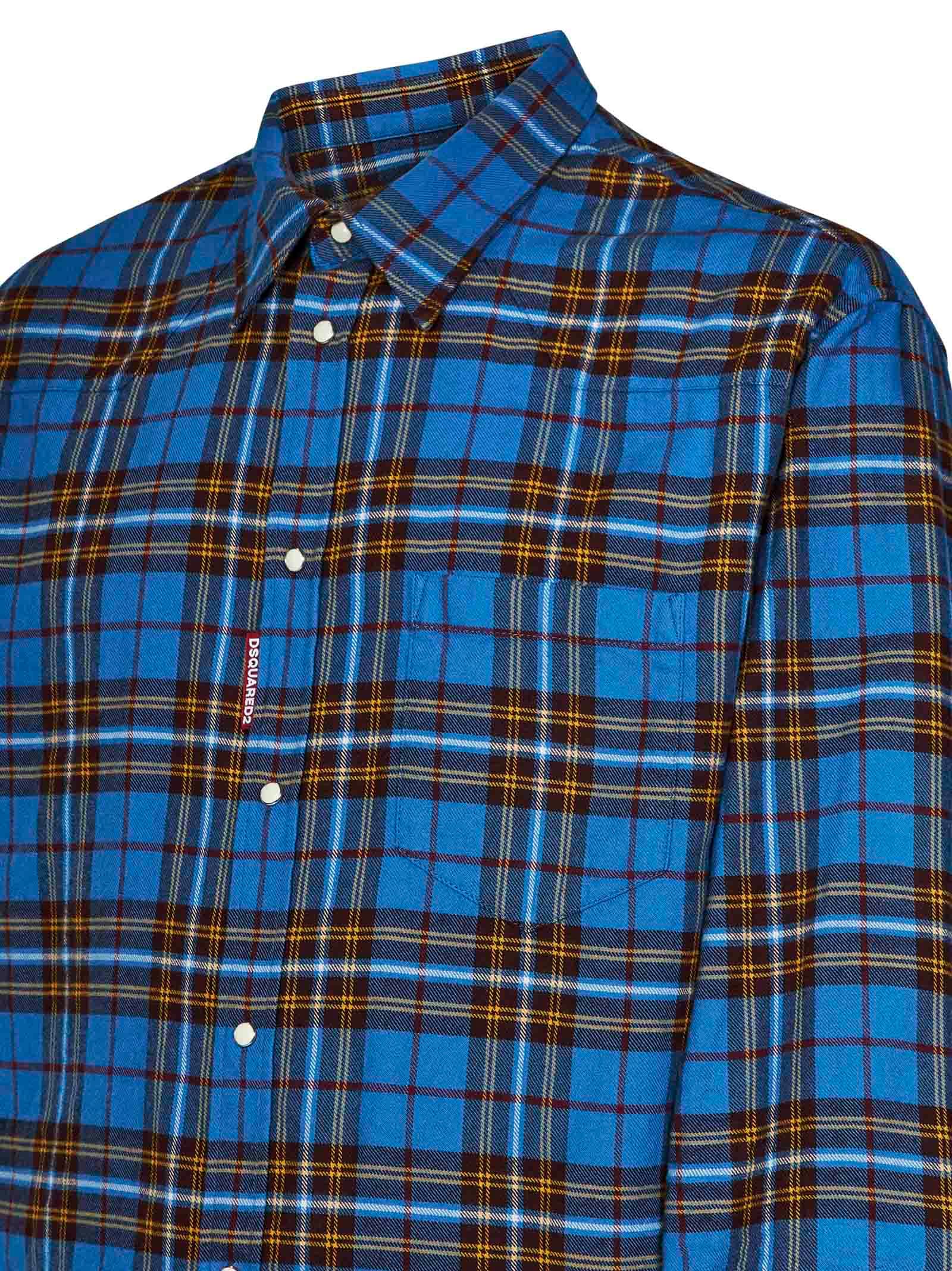 Shop Dsquared2 Canadian Check Flanel Shirt In Blue