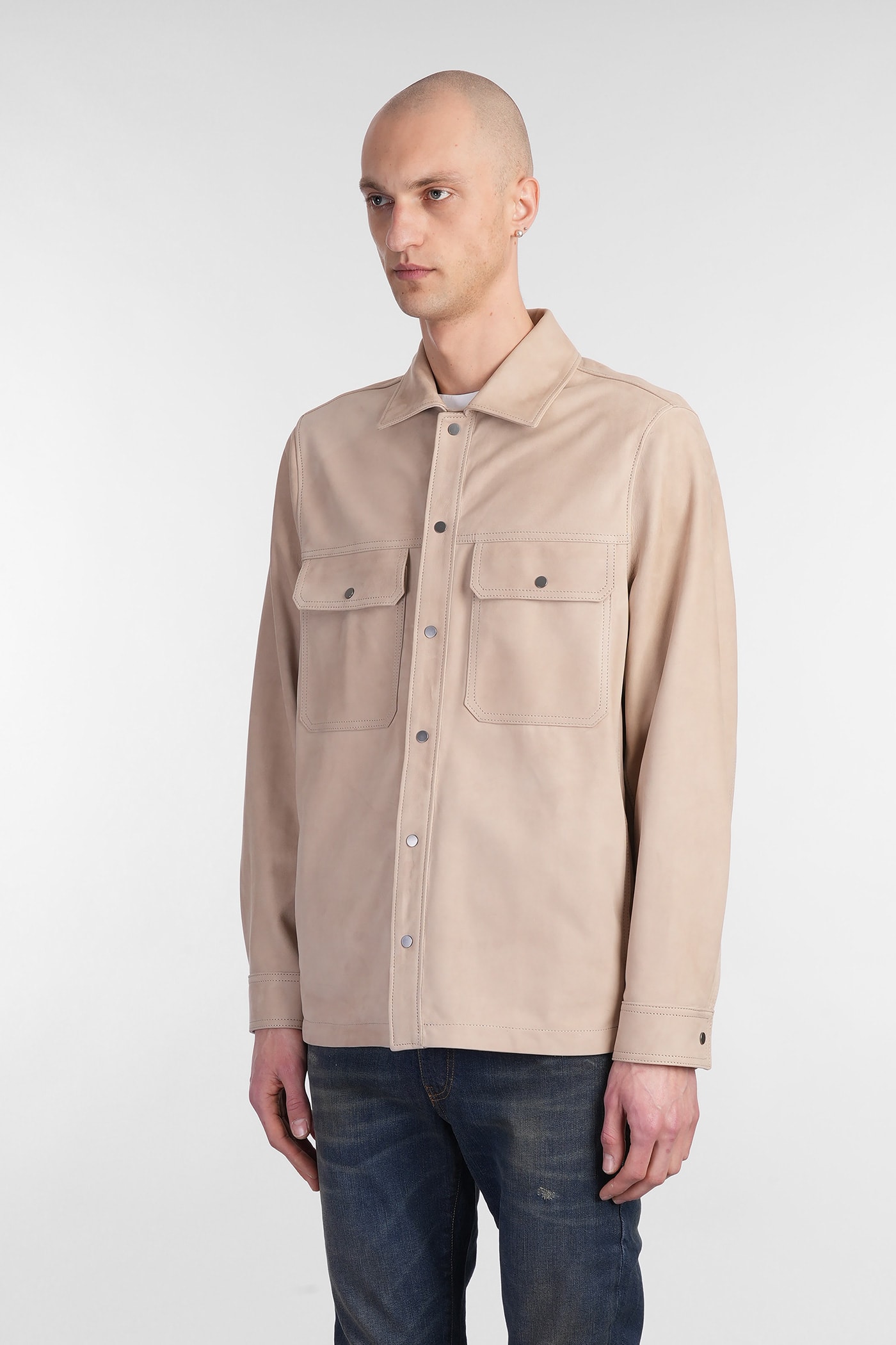 Salvatore Santoro Leather Jacket In Beige Leather In Beige