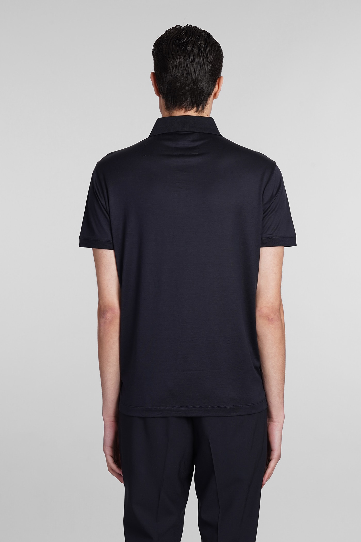 Shop Emporio Armani Polo In Blue Wool And Polyester