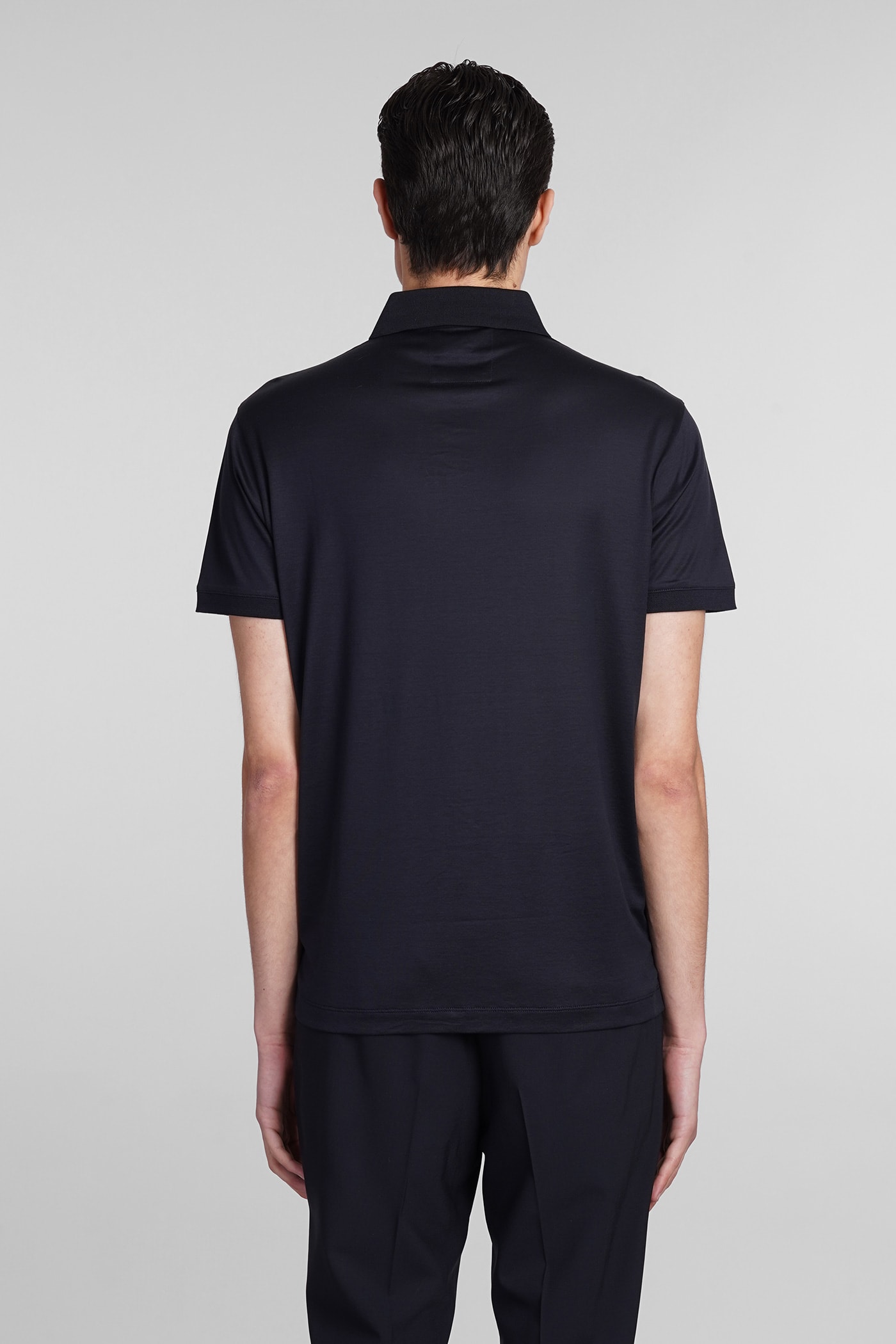 Emporio Armani Polo In Blue Wool And Polyester In Blu Scuro