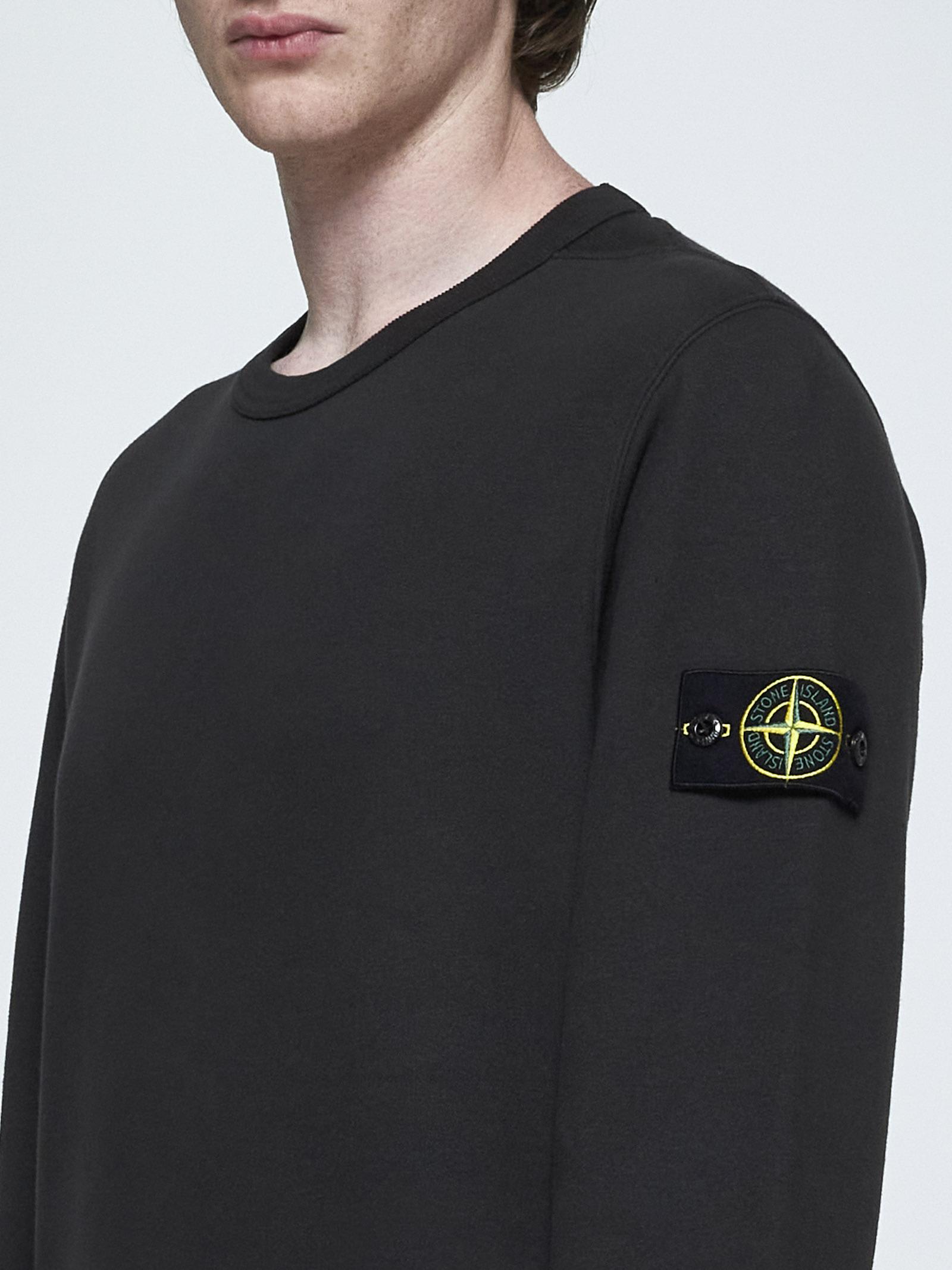 Shop Stone Island Cotton Sweatshirt In Lead Grey