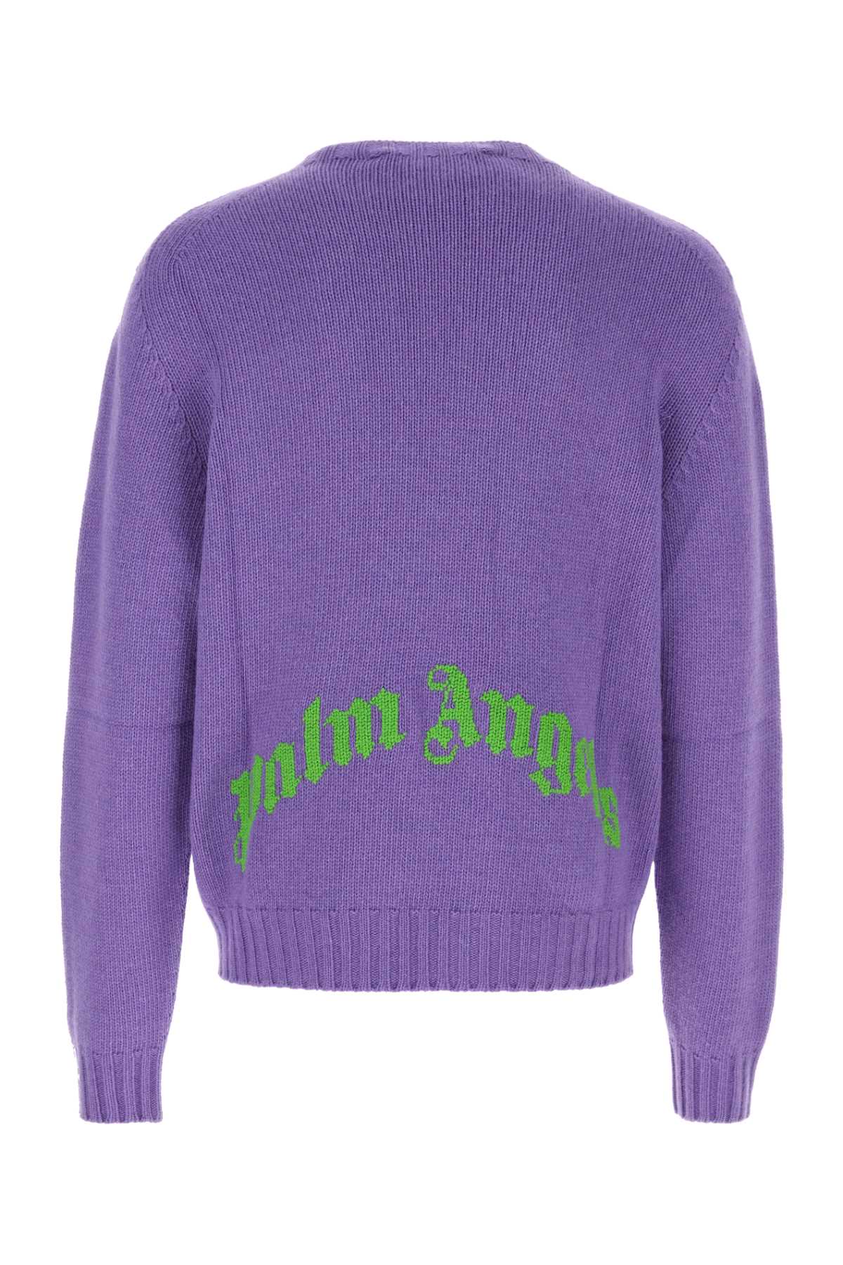 Shop Palm Angels Purple Wool Blend Sweater In Violet Light Lime