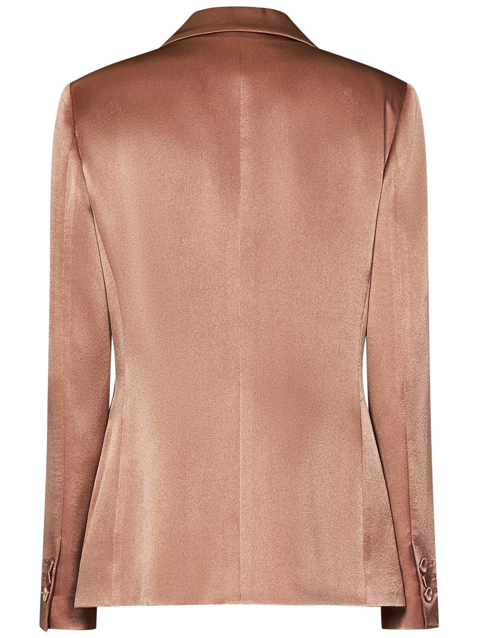 Shop Alberta Ferretti Bronze Single-breasted Blazer In Pink