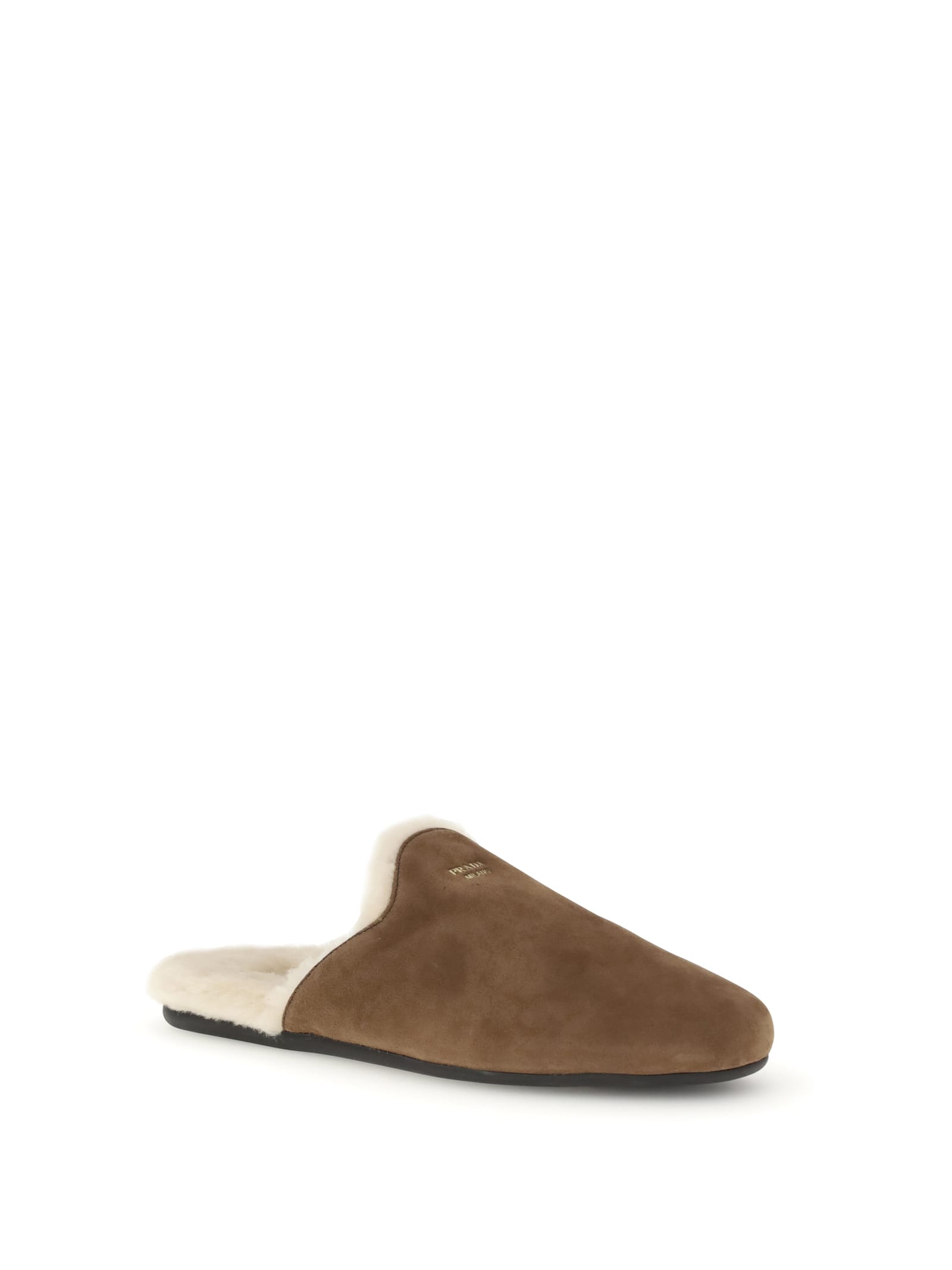 Prada Suede Mules In Brown