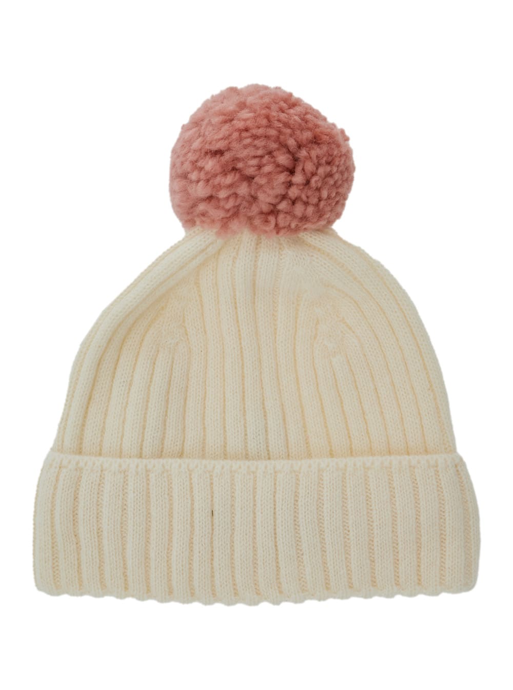 Helen Kaminski 'tiana' White Beanie With Pompom And Logo Plaque On The Front In White