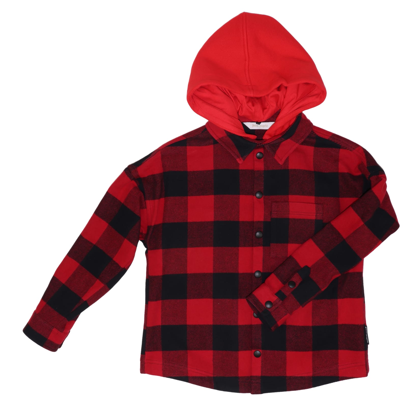 Shop Palm Angels Hoodie Logo Over Sh Top-wear In Red