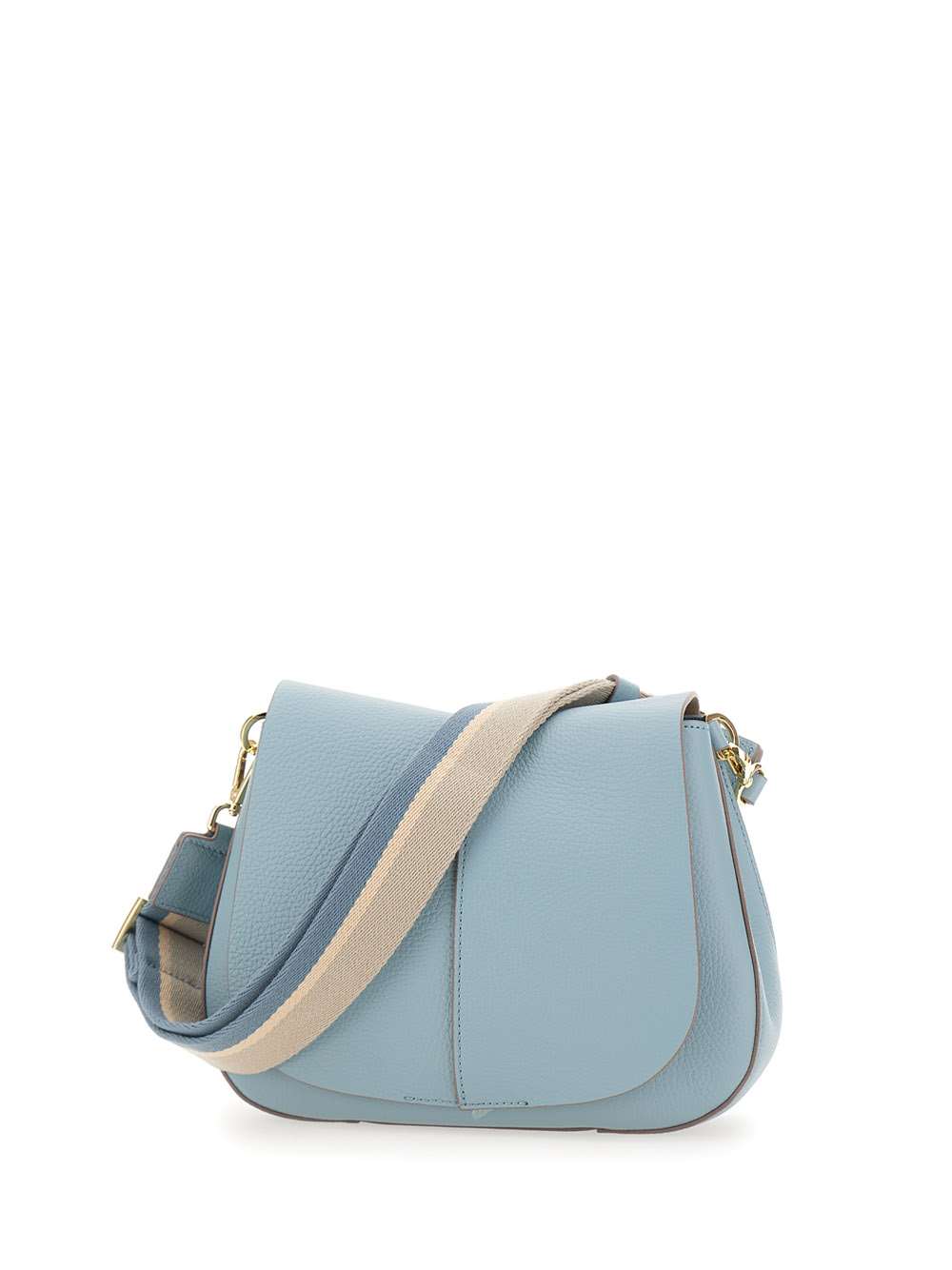 Shop Gianni Chiarini Helena Round Leather Bag In Light Blue