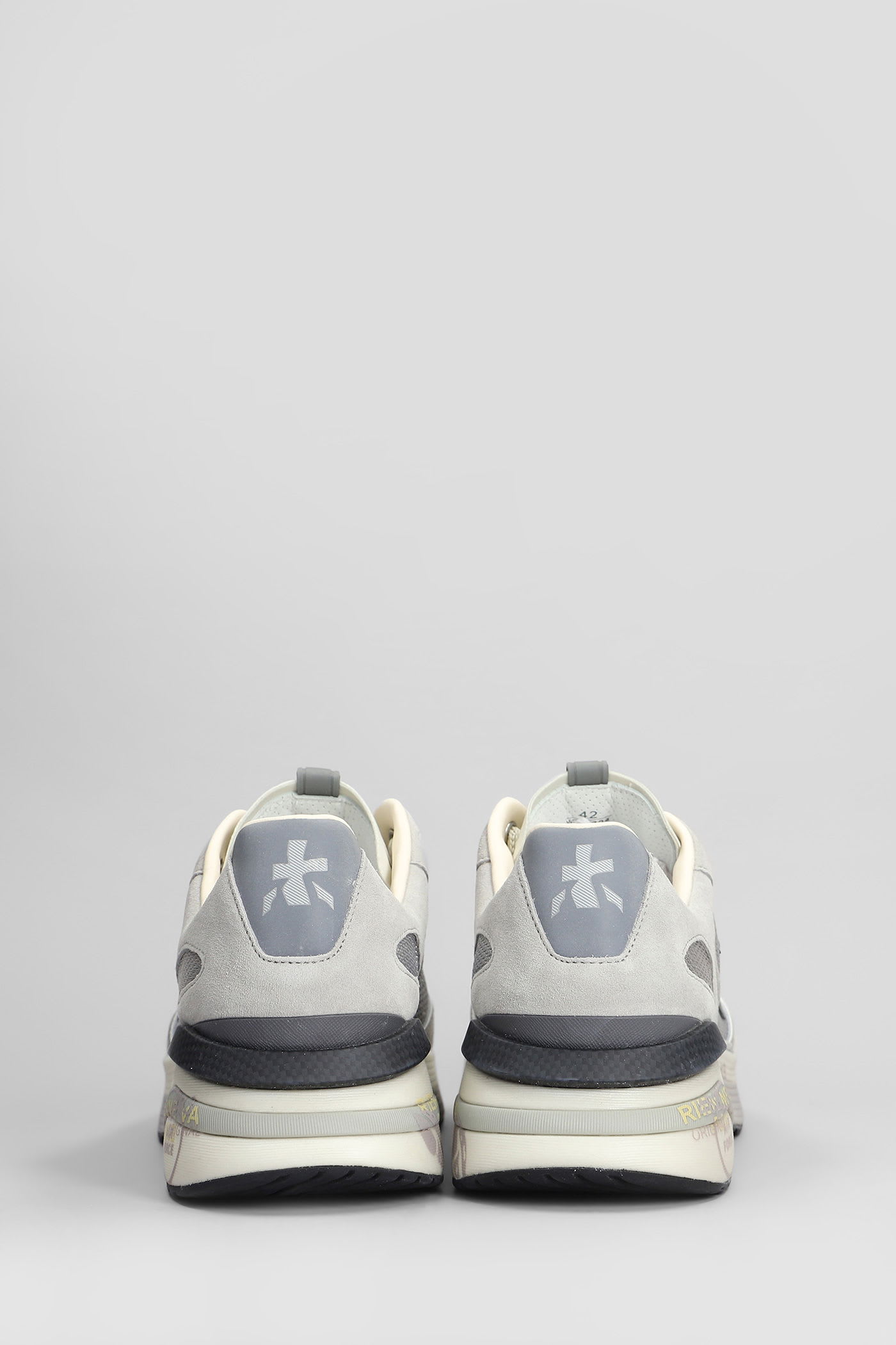 Premiata Moerun Sneakers In Grey Suede And Fabric In Gray