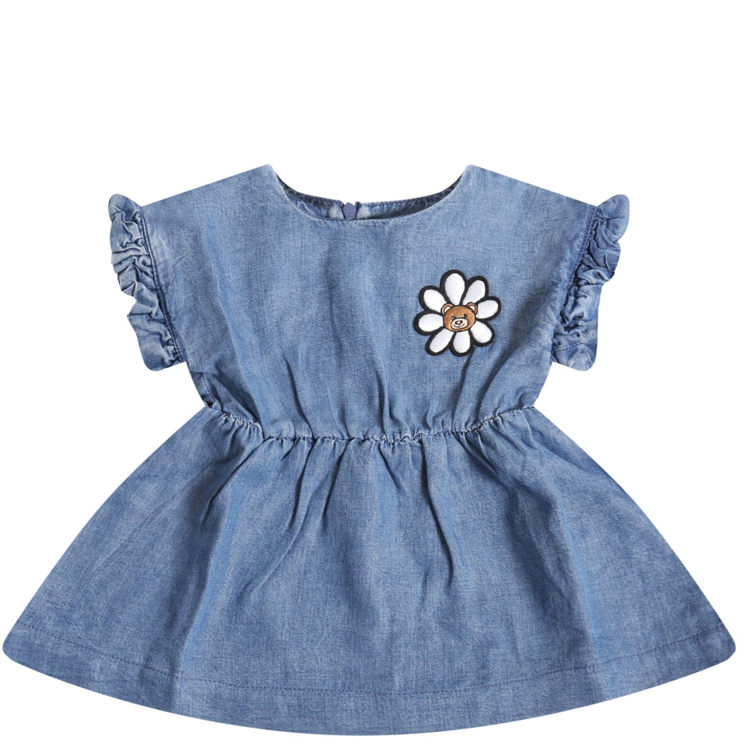 Moschino Light Blue Dress For Babygirl With Flower