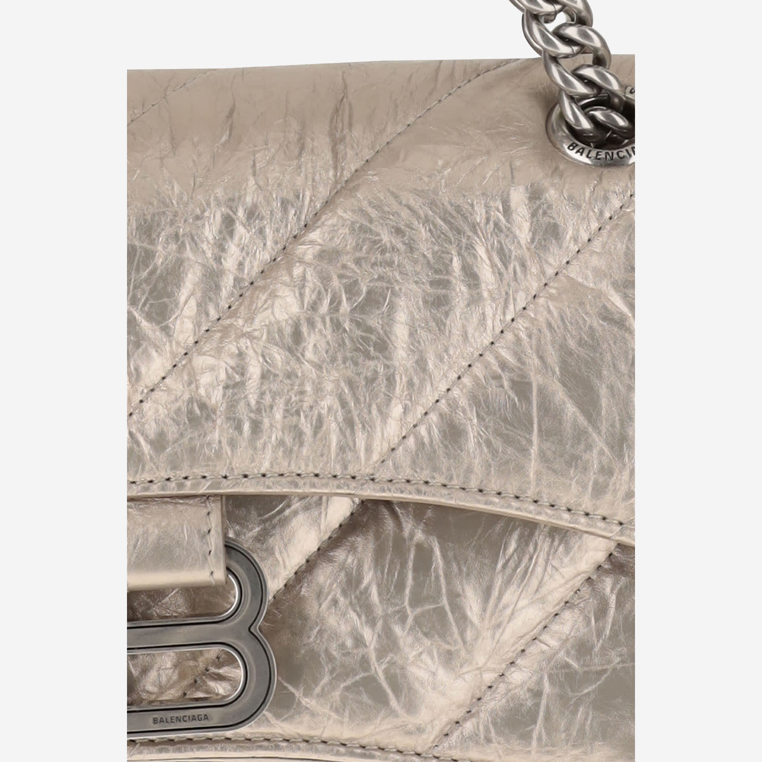 Shop Balenciaga Small Quilted Crush Chain Bag In Stone Beige