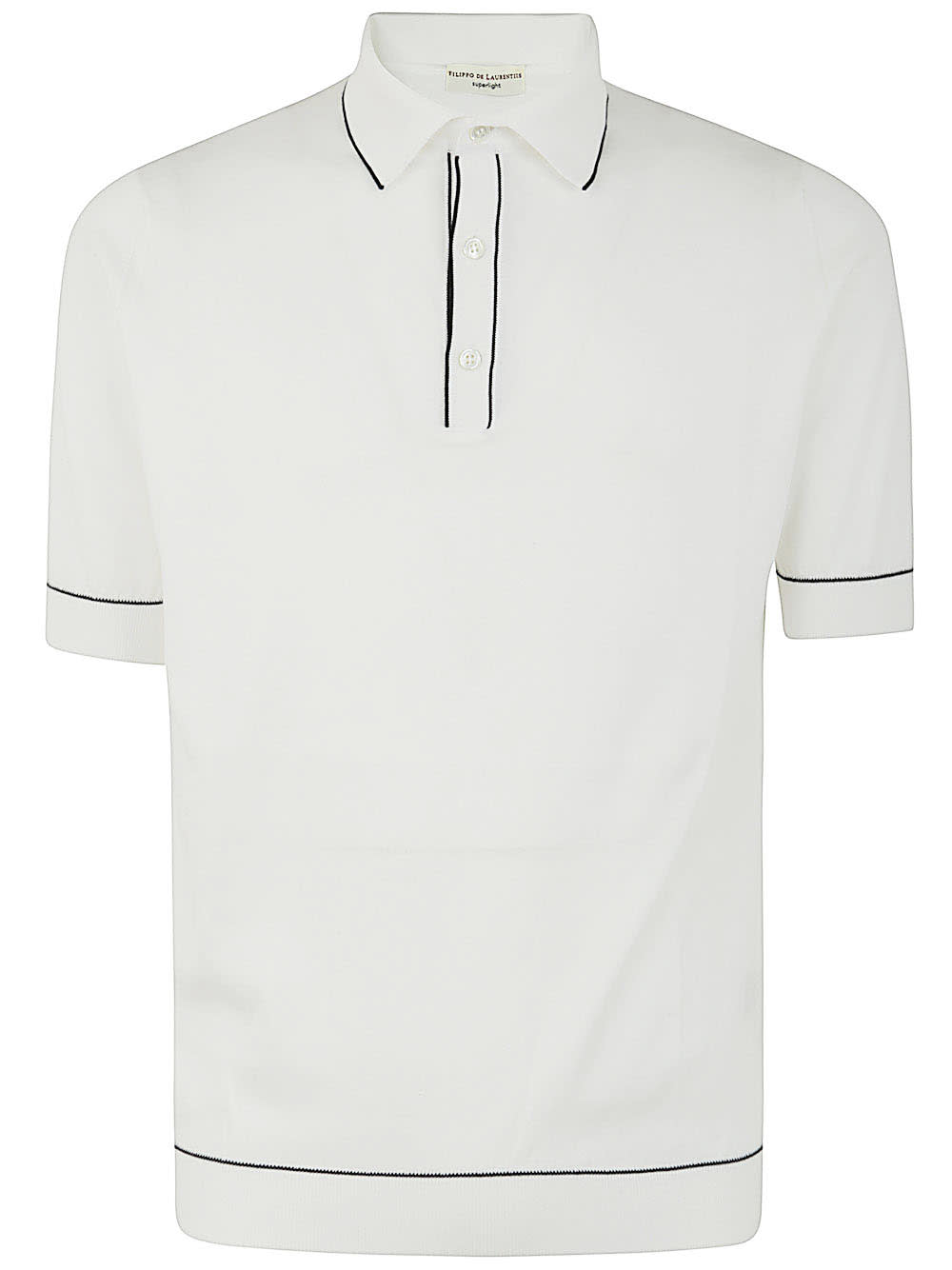 Shop Filippo De Laurentiis Short Sleeves Polo In White Navy