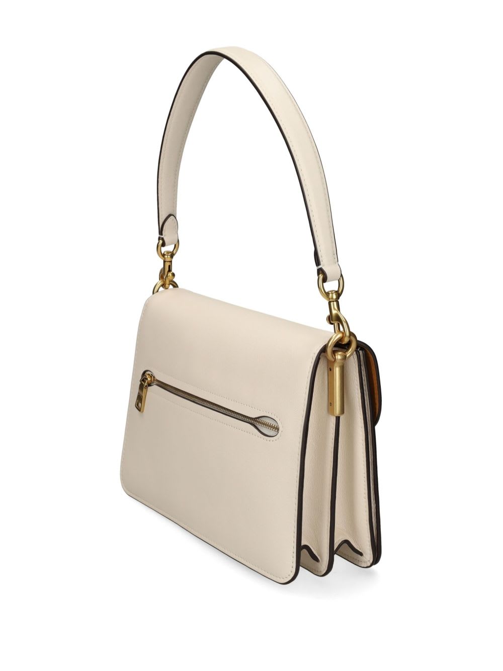 Coach Chain Tabby Chalk Leather Shoulder Bag In Neutral