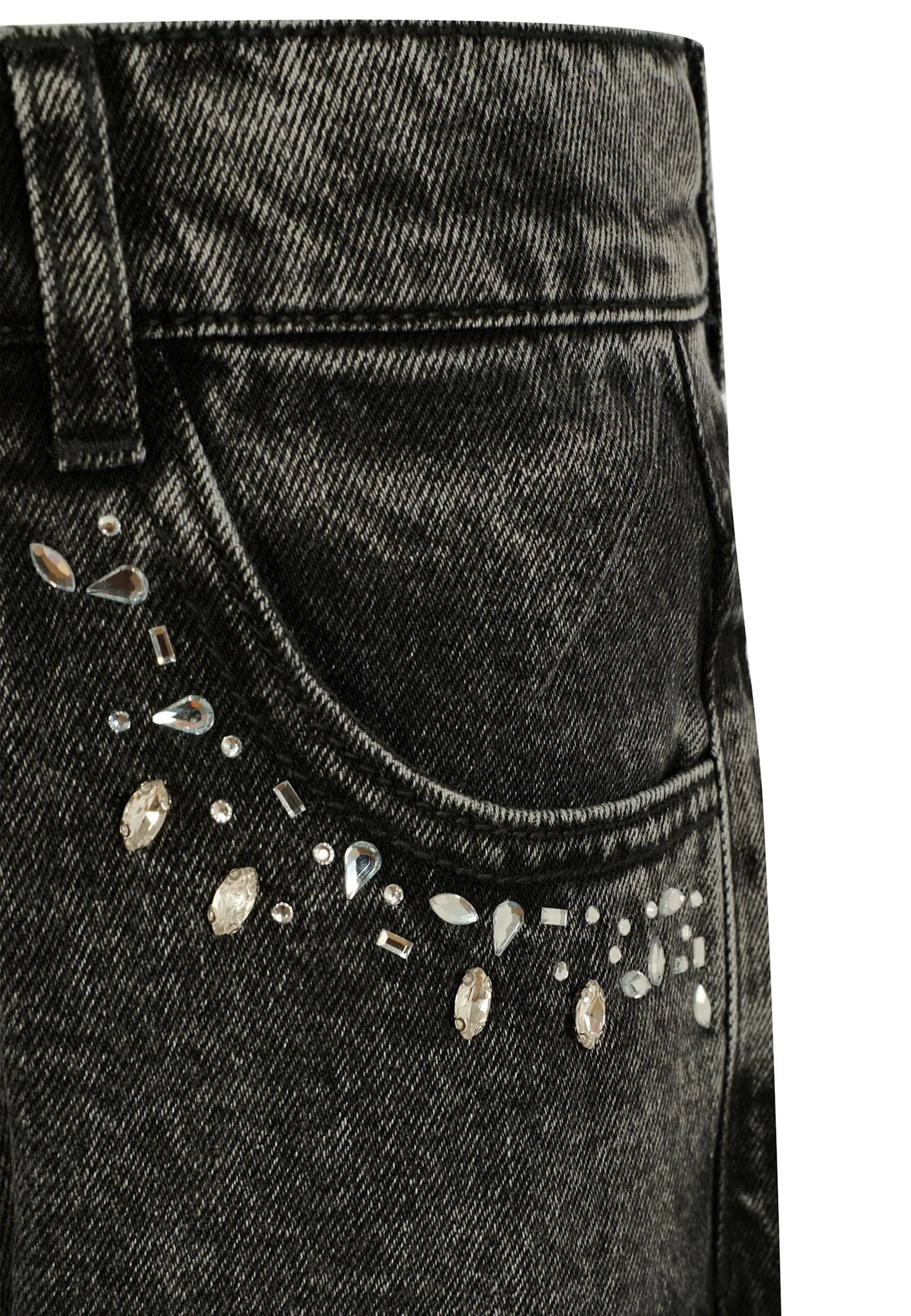 Marc Jacobs Black Jeans For Girl With Rhinestones In Black